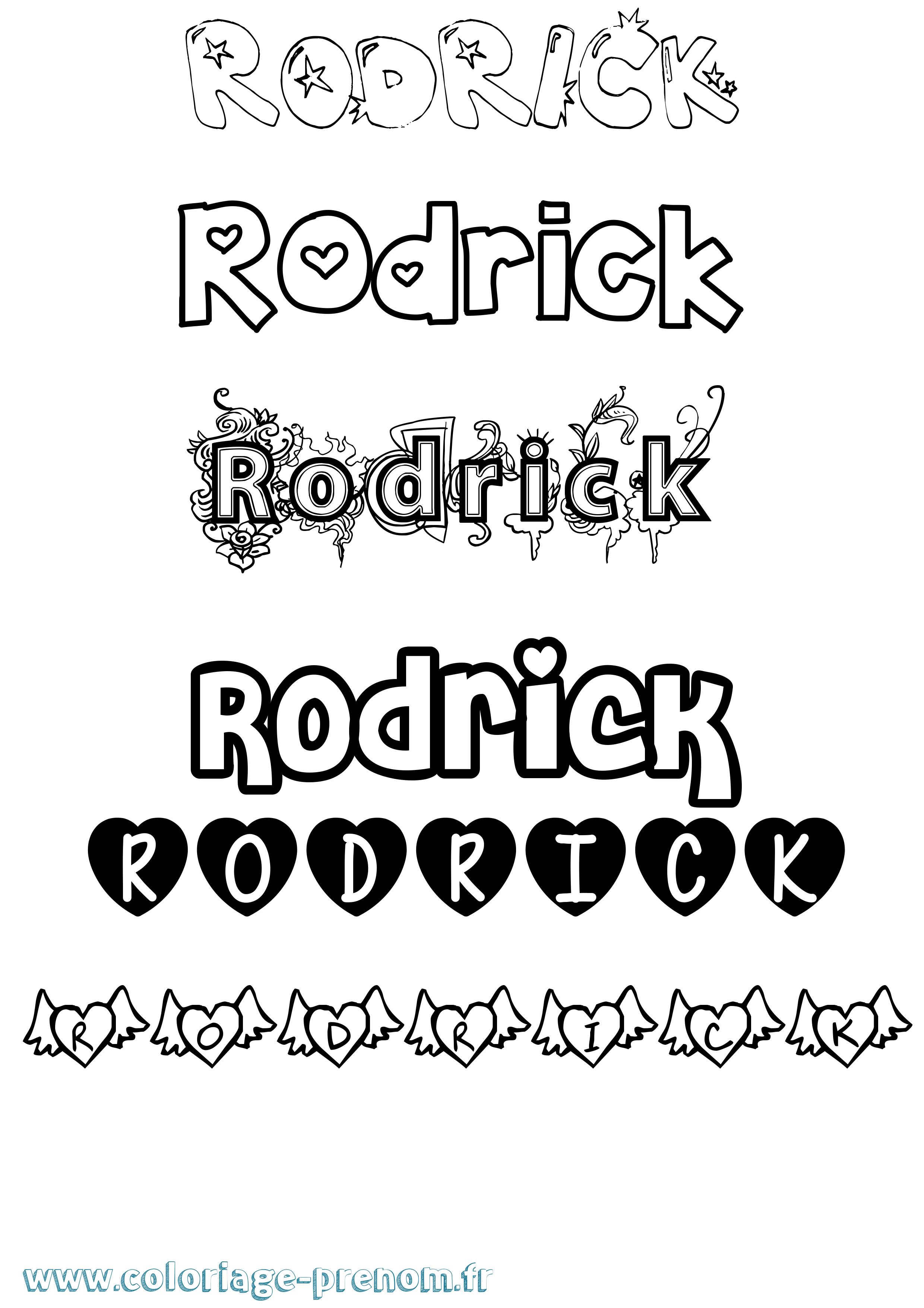 Coloriage Rodrick Girly Coloriage prénom Rodrick Girly