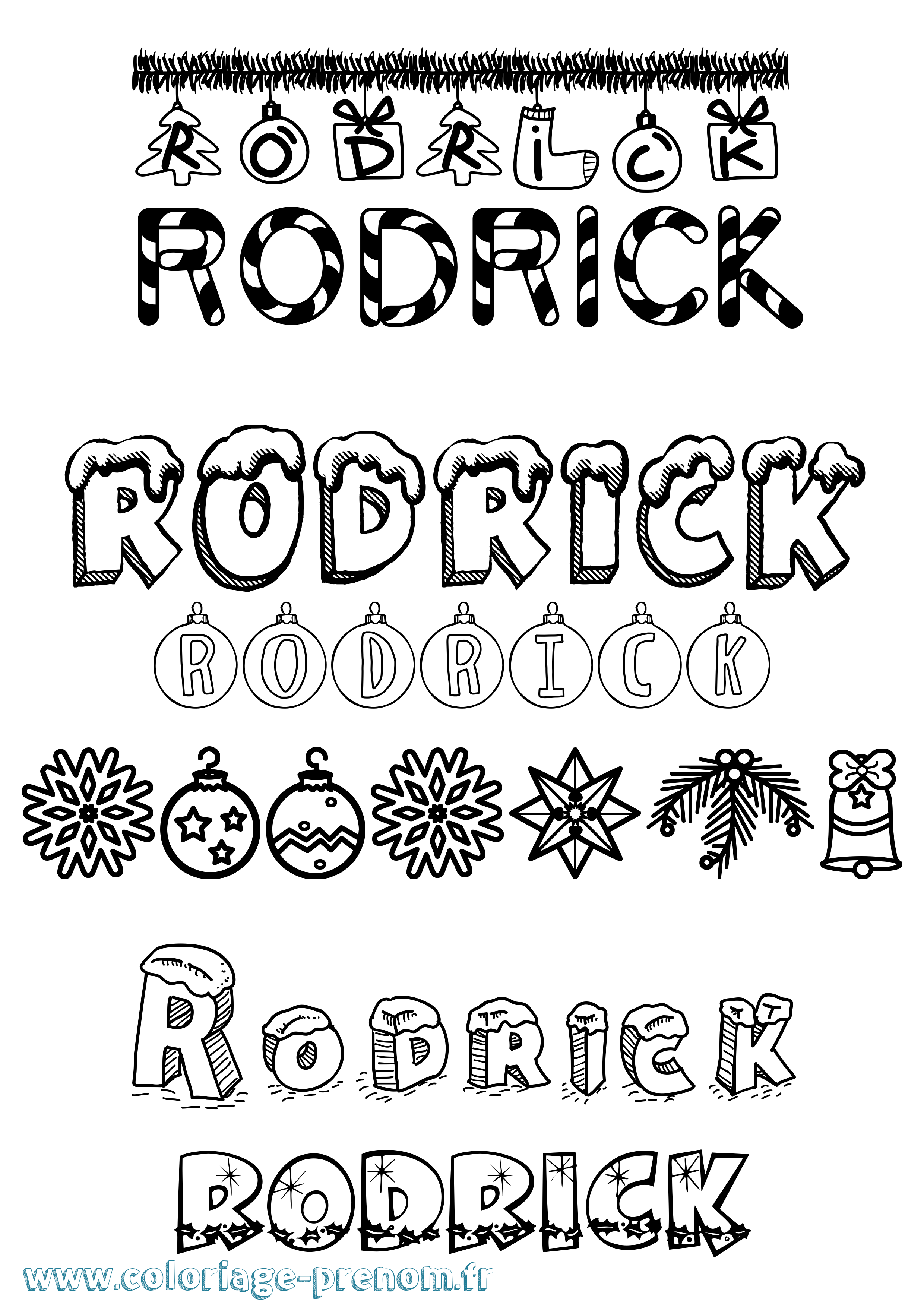 Coloriage Rodrick Noël Coloriage prénom Rodrick Noël