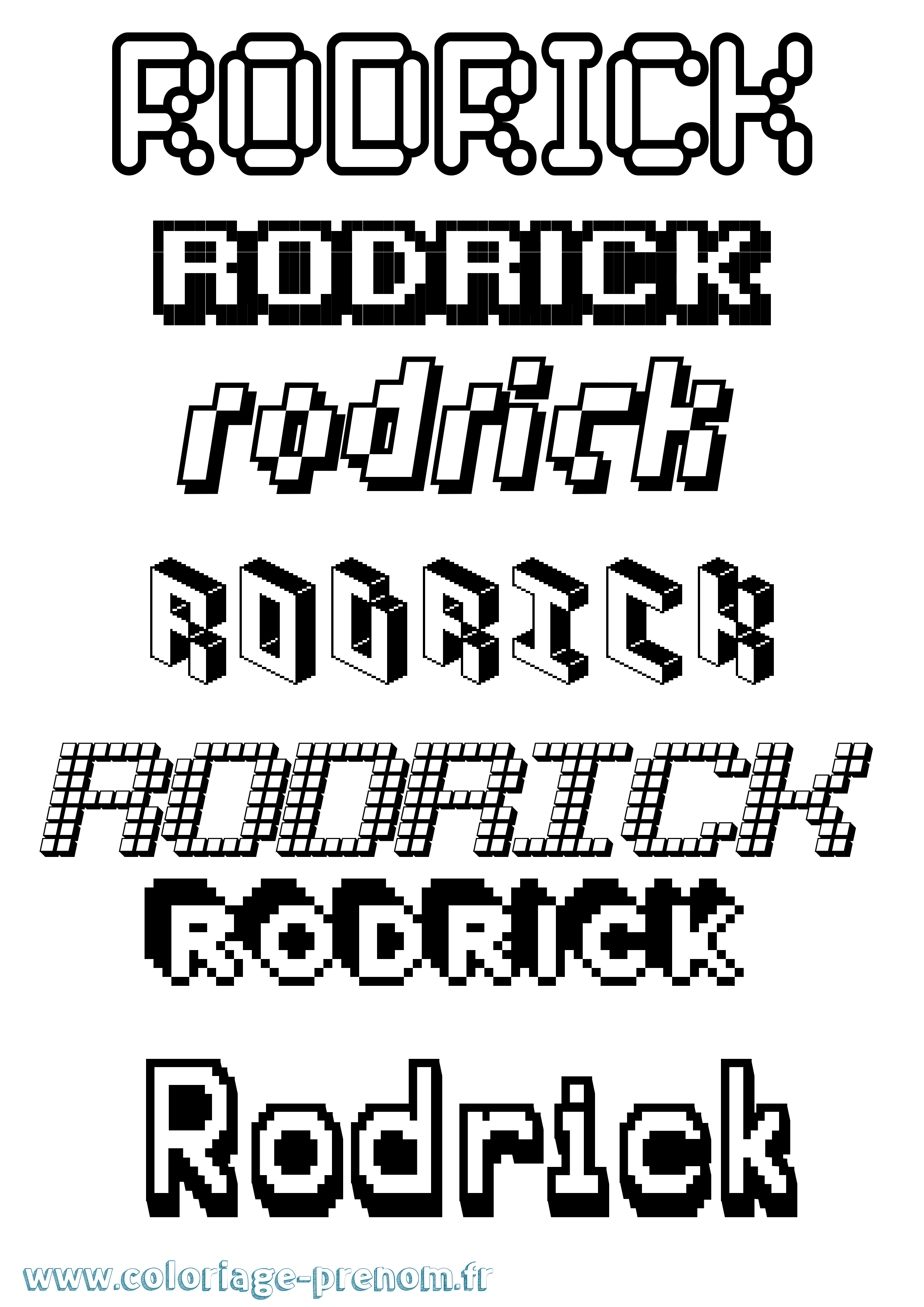 Coloriage Rodrick Pixel Coloriage prénom Rodrick Pixel