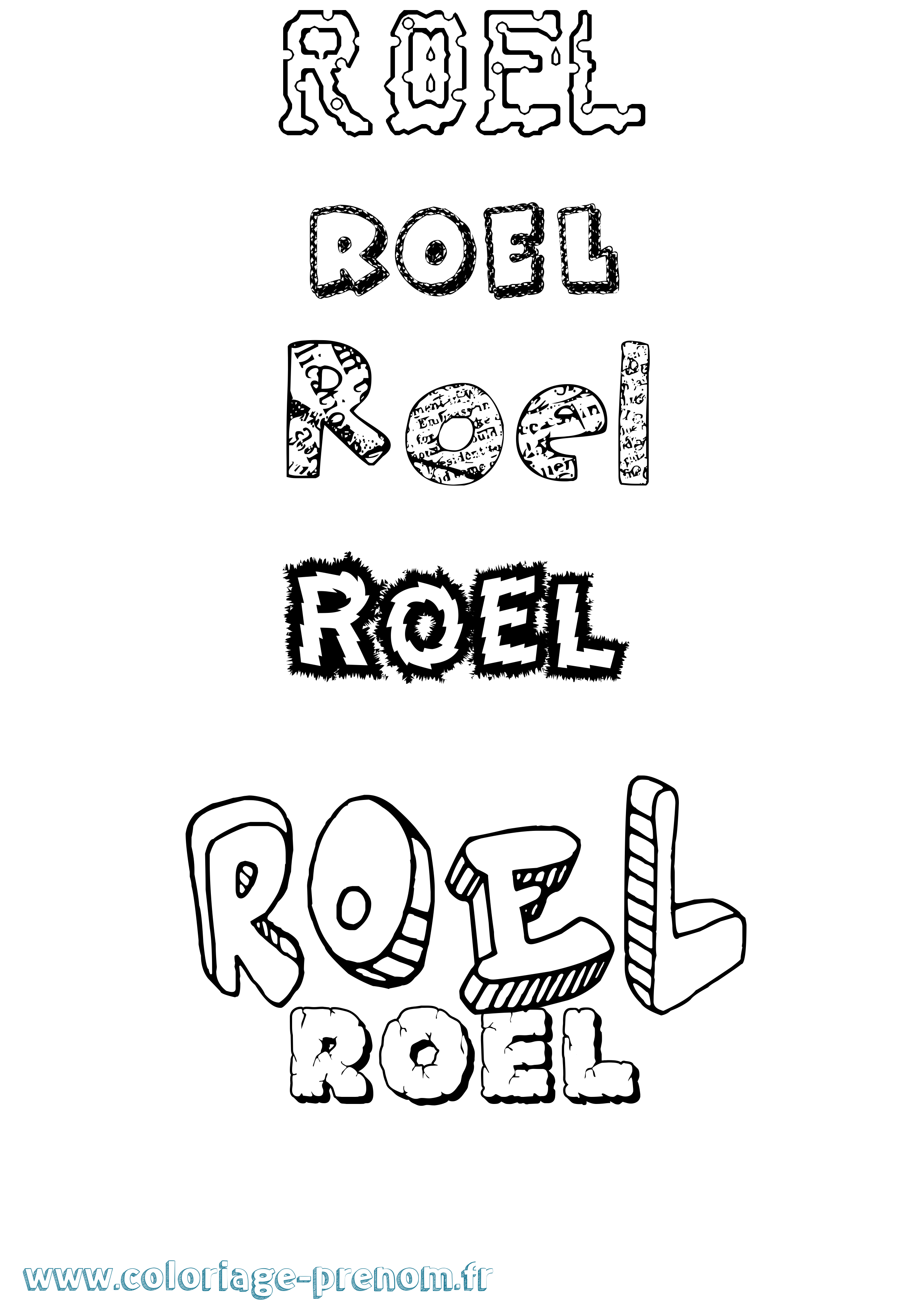 Coloriage Roel Destructuré Coloriage prénom Roel Destructuré
