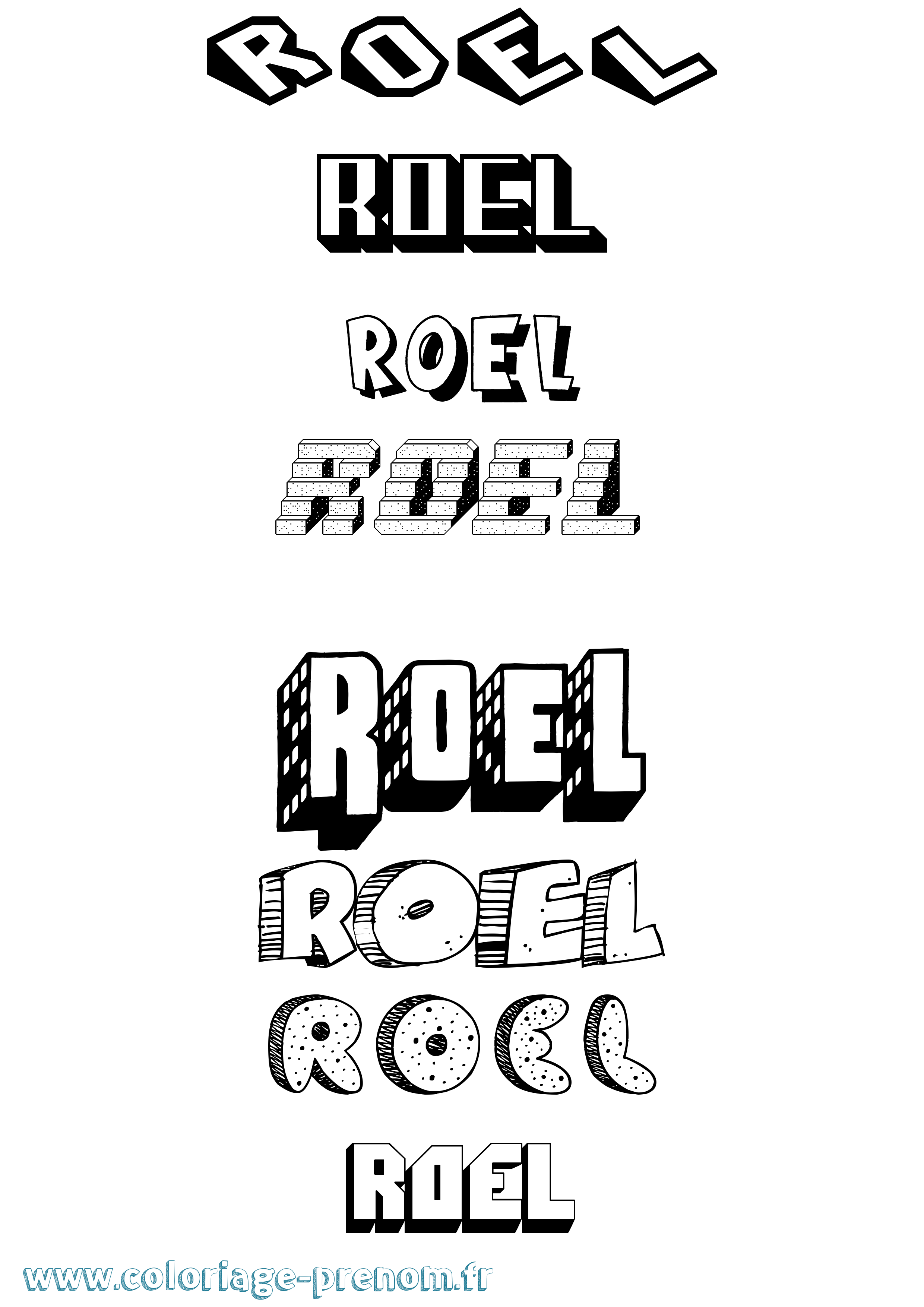 Coloriage Roel Effet 3D Coloriage prénom Roel Effet 3D