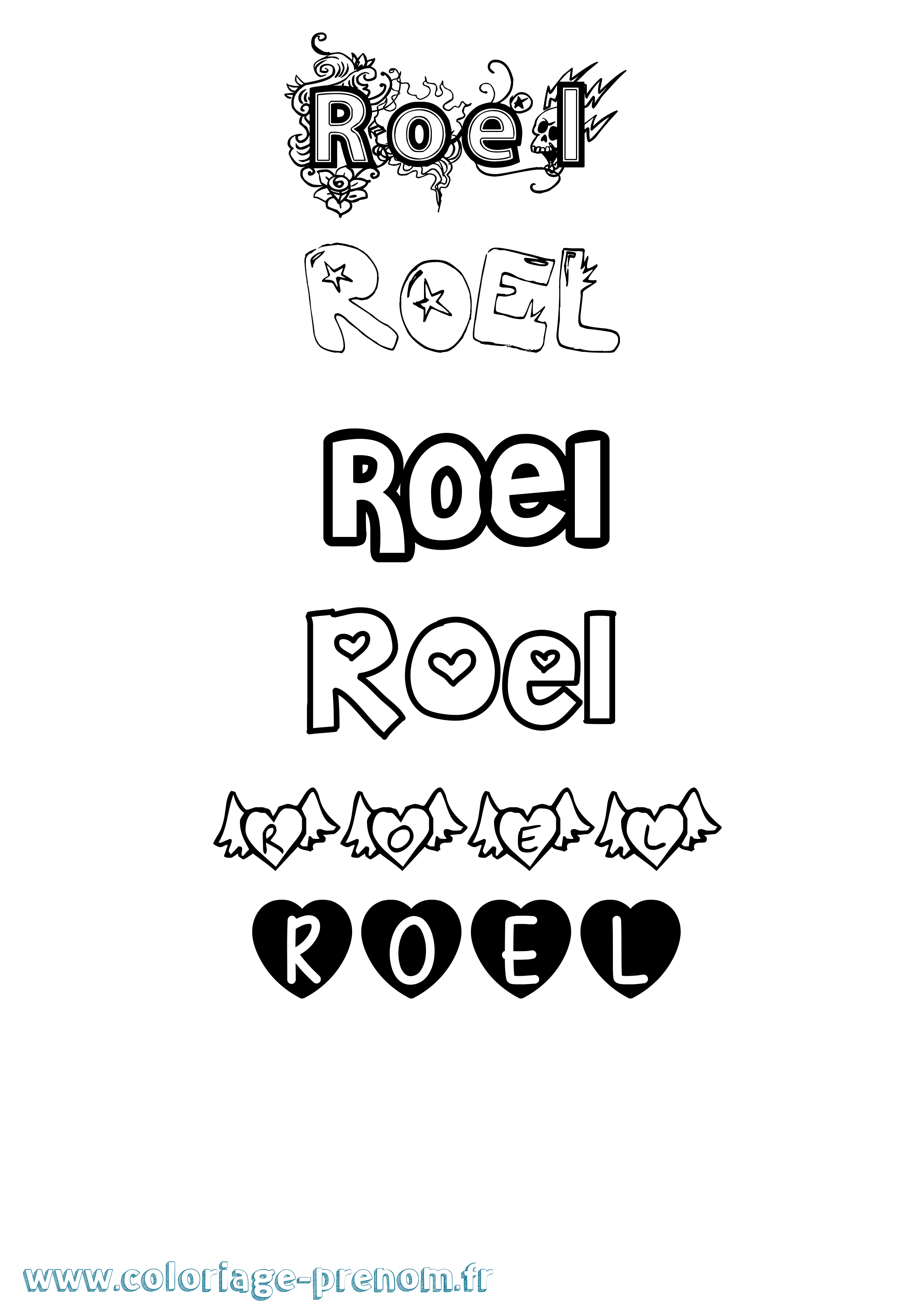 Coloriage Roel Girly Coloriage prénom Roel Girly