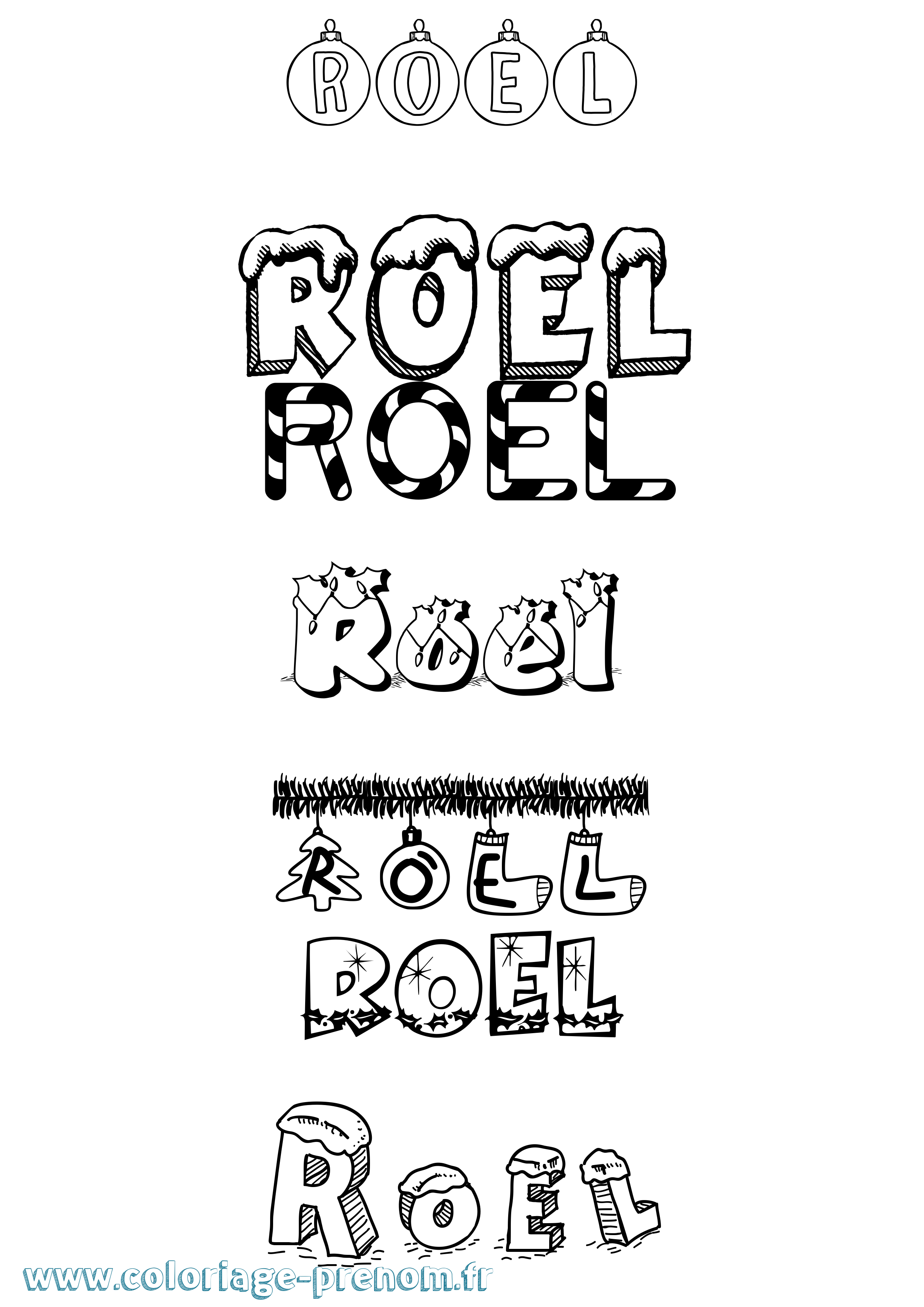 Coloriage Roel Noël Coloriage prénom Roel Noël