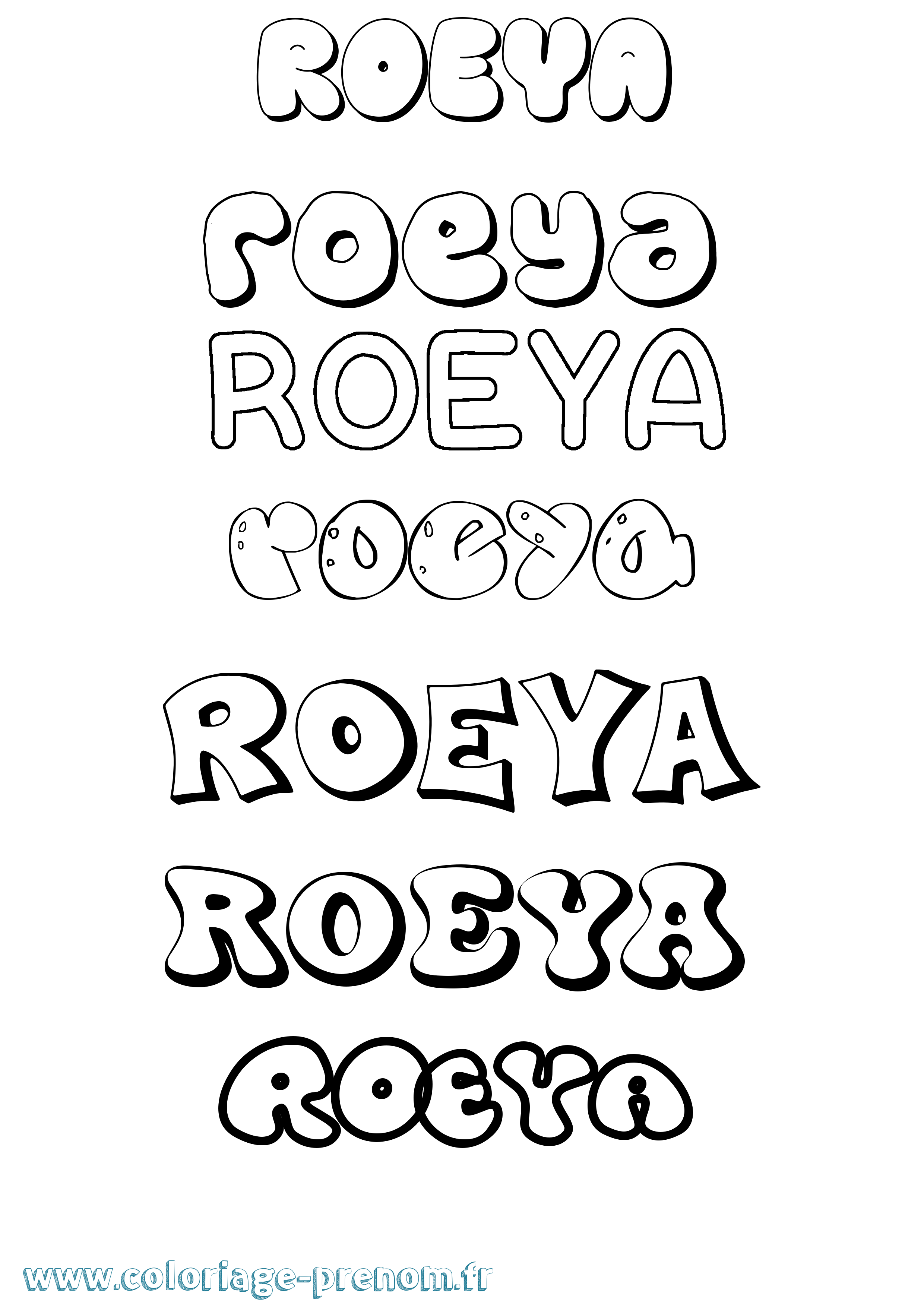 Coloriage Roeya Bubble Coloriage prénom Roeya Bubble