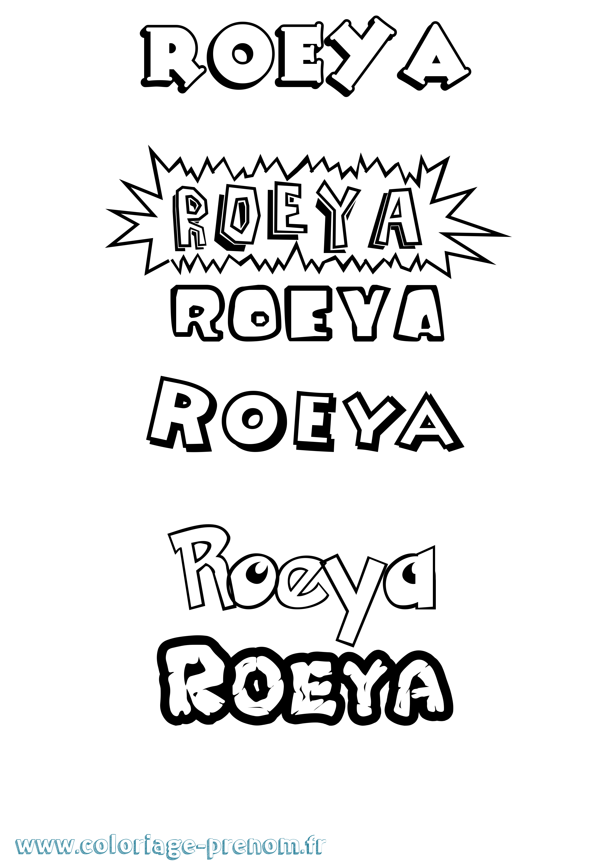 Coloriage Roeya Dessin Animé Coloriage prénom Roeya Dessin Animé