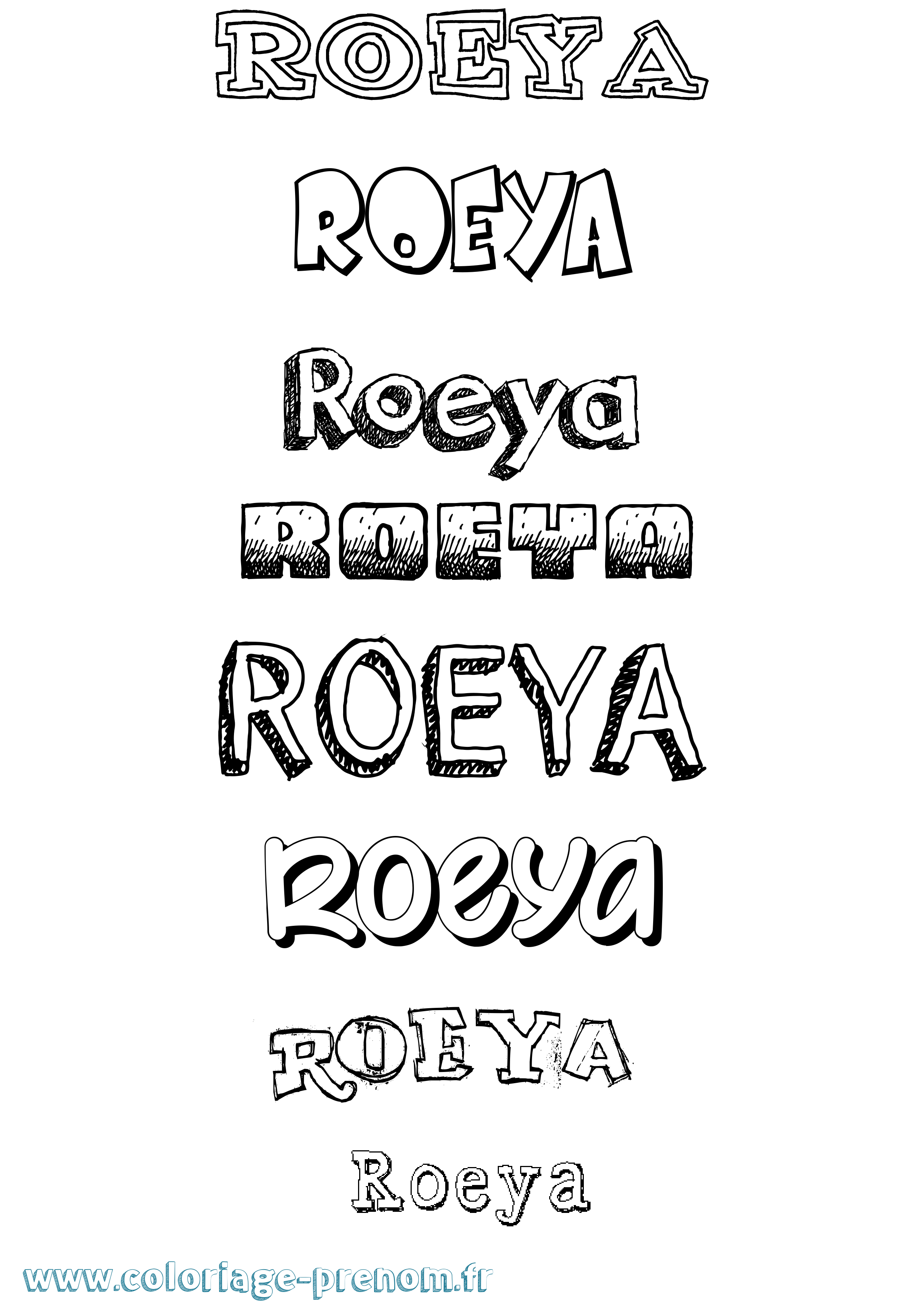 Coloriage Roeya Dessiné Coloriage prénom Roeya Dessiné