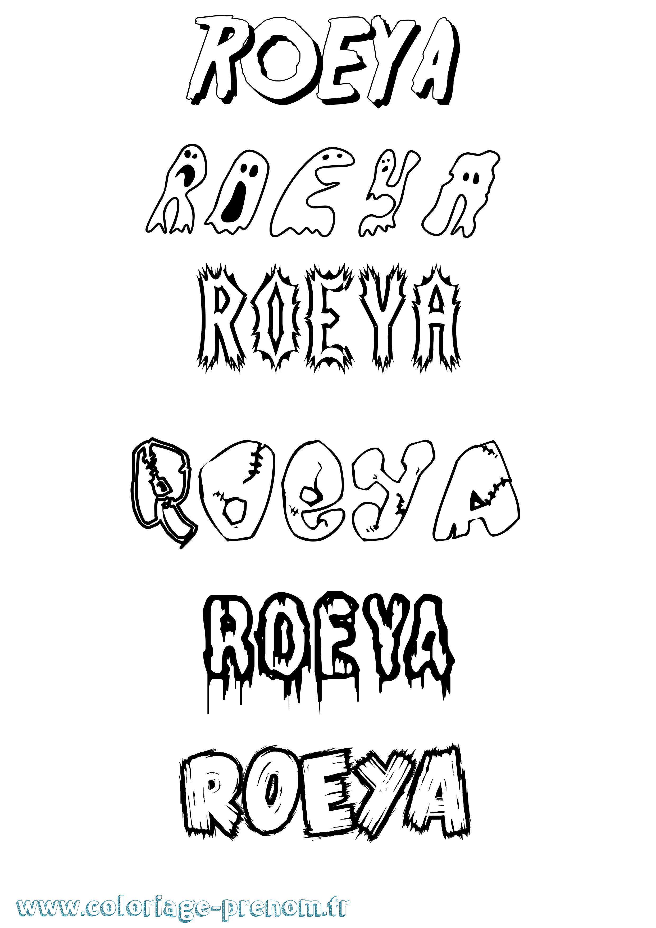 Coloriage Roeya Frisson Coloriage prénom Roeya Frisson