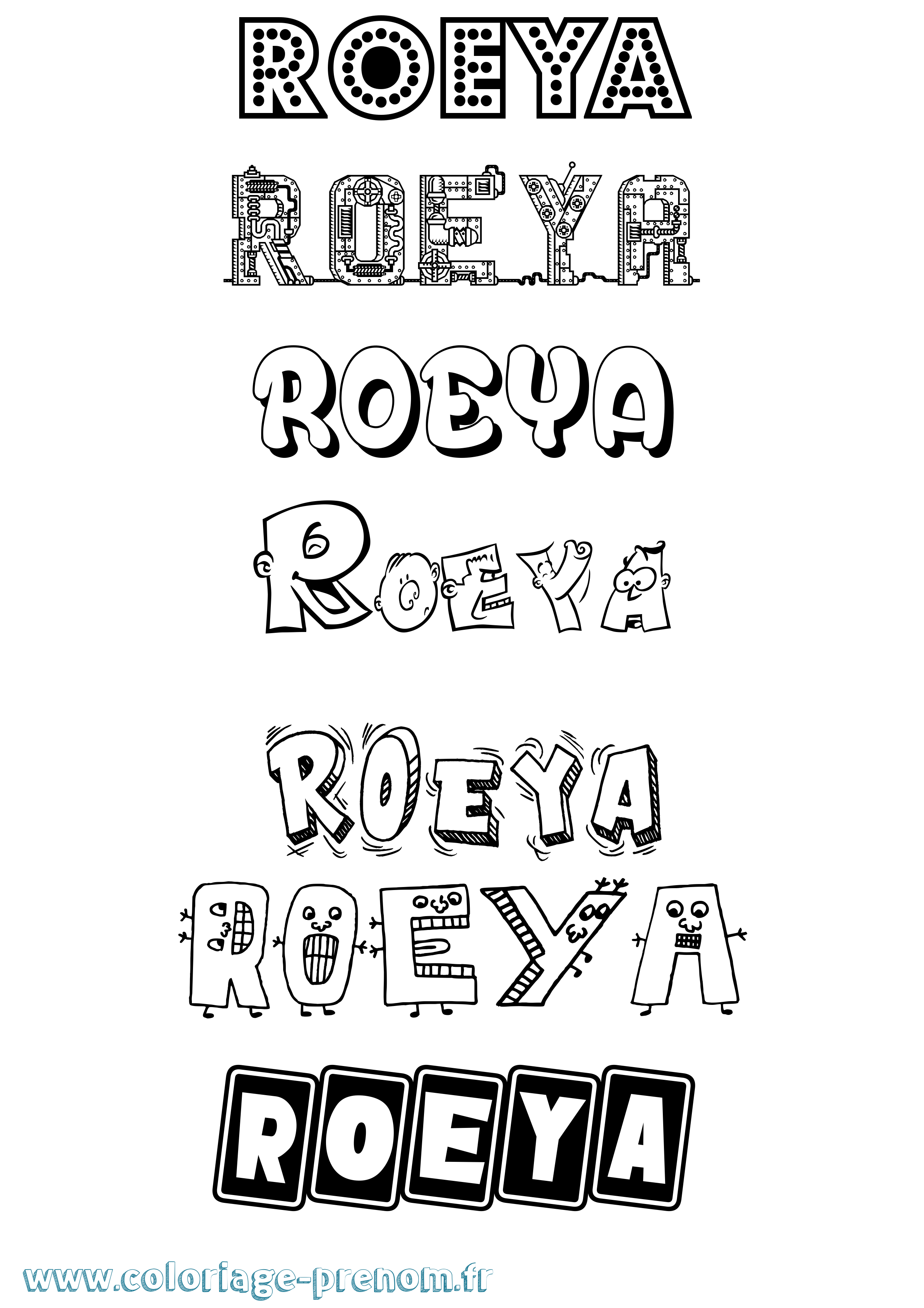 Coloriage Roeya Fun Coloriage prénom Roeya Fun