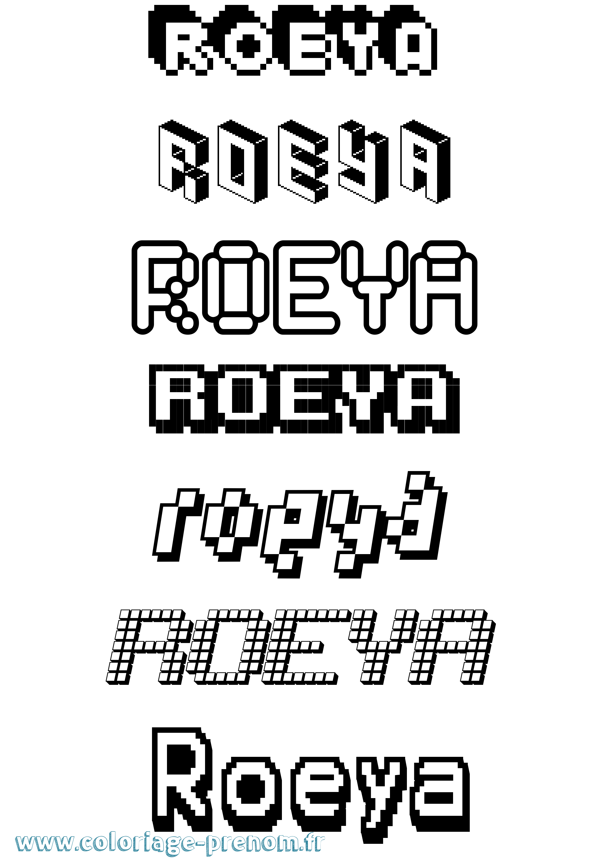 Coloriage Roeya Pixel Coloriage prénom Roeya Pixel