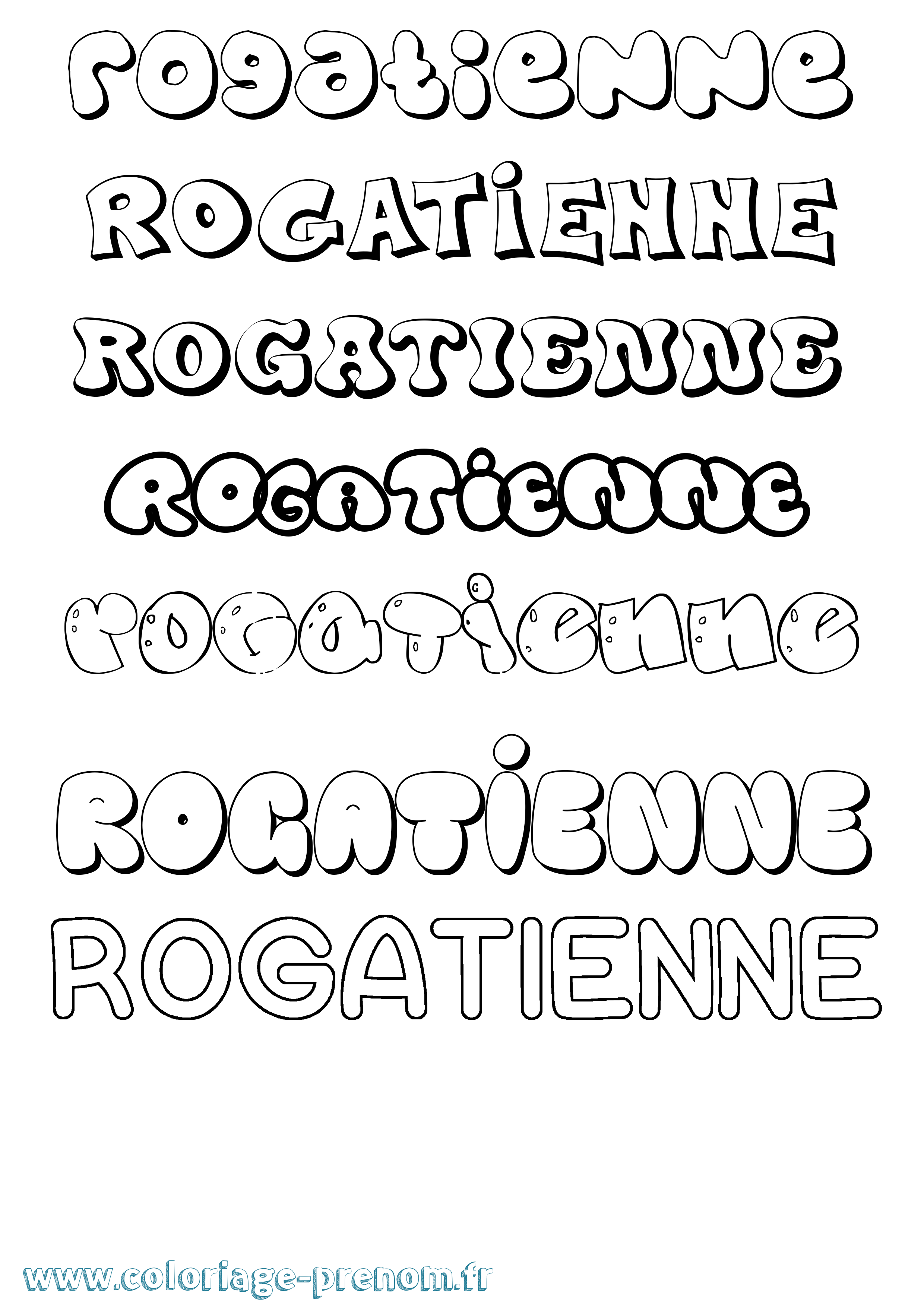 Coloriage Rogatienne Bubble Coloriage prénom Rogatienne Bubble