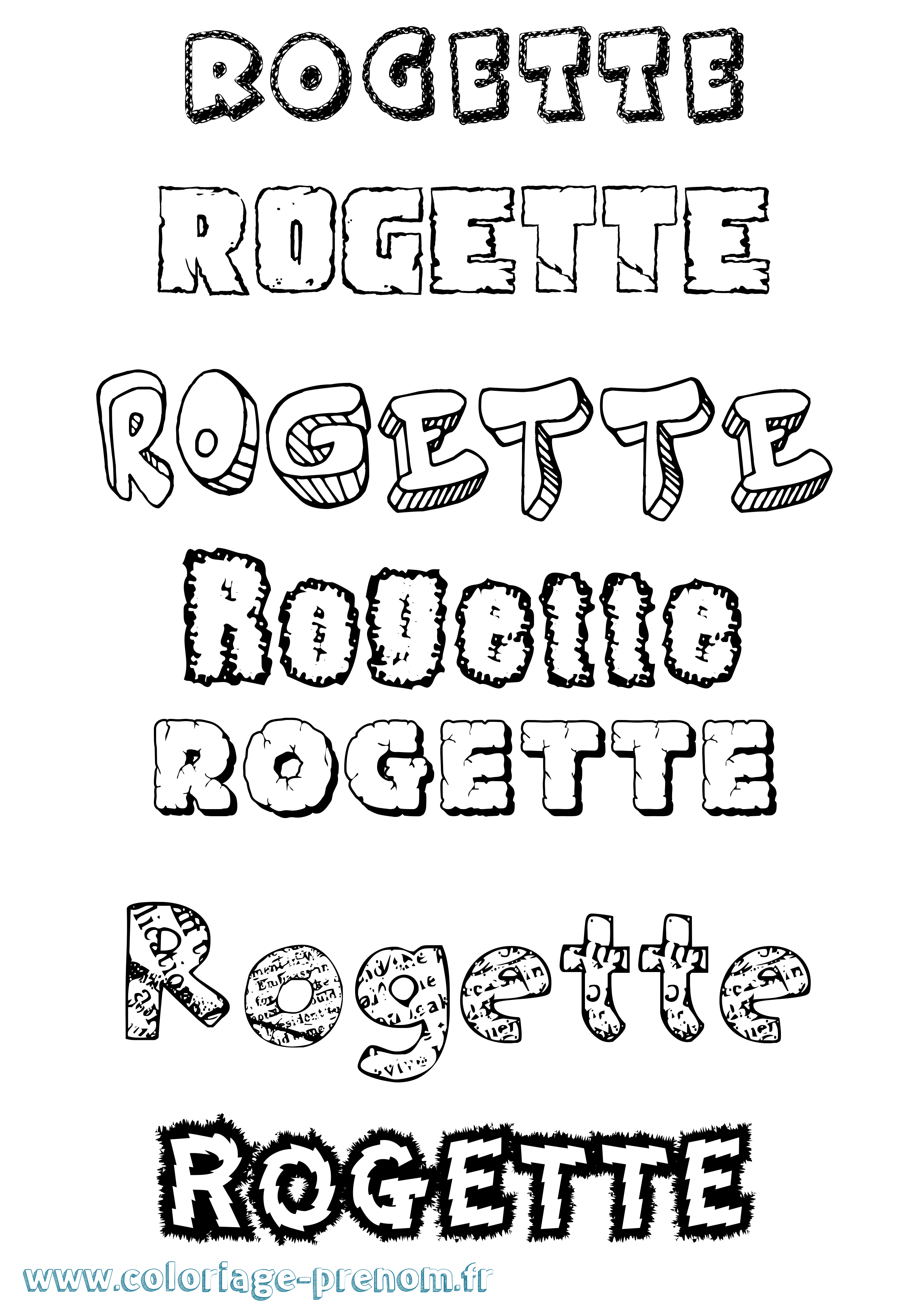 Coloriage Rogette Destructuré Coloriage prénom Rogette Destructuré