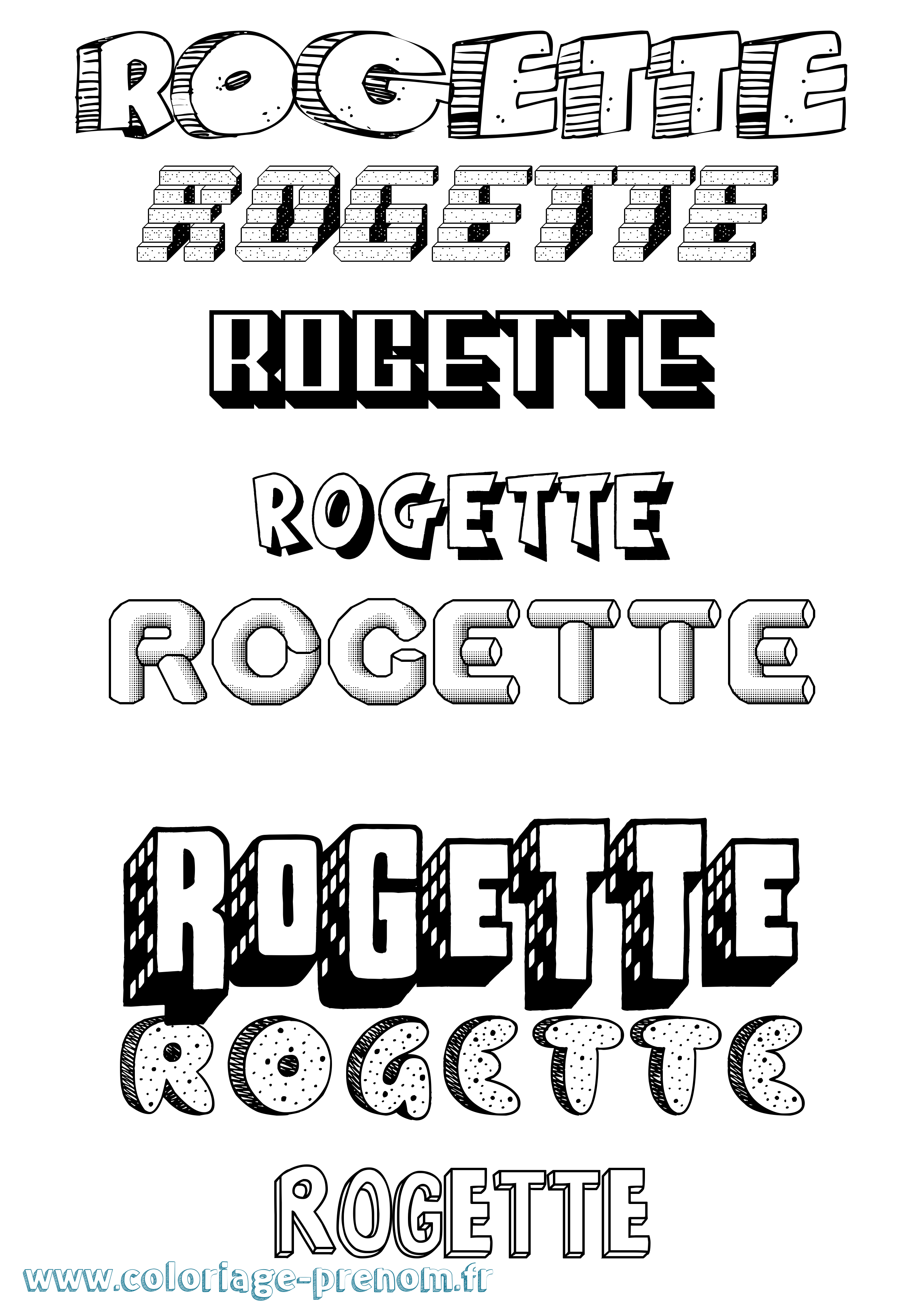 Coloriage Rogette Effet 3D Coloriage prénom Rogette Effet 3D