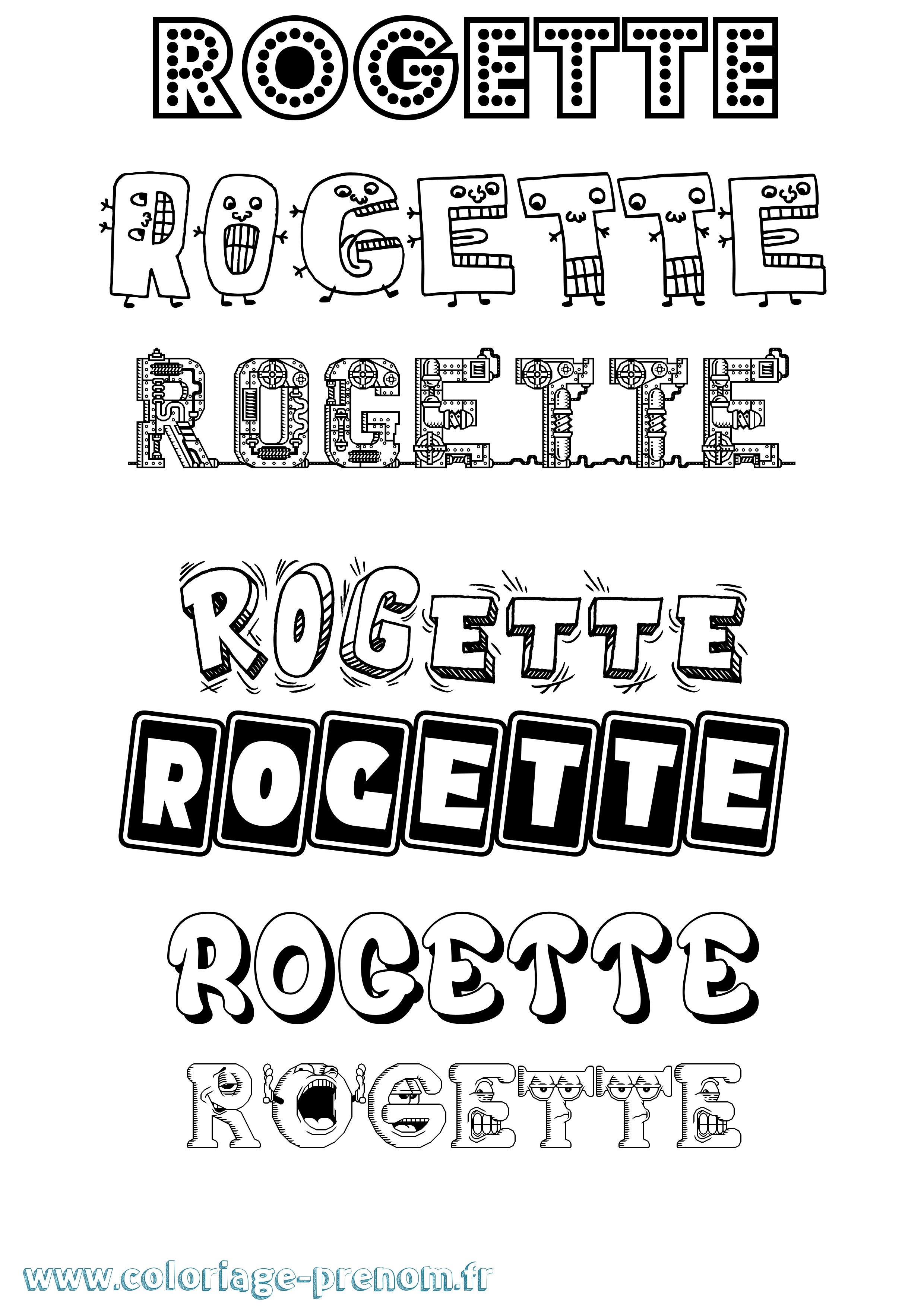 Coloriage Rogette Fun Coloriage prénom Rogette Fun