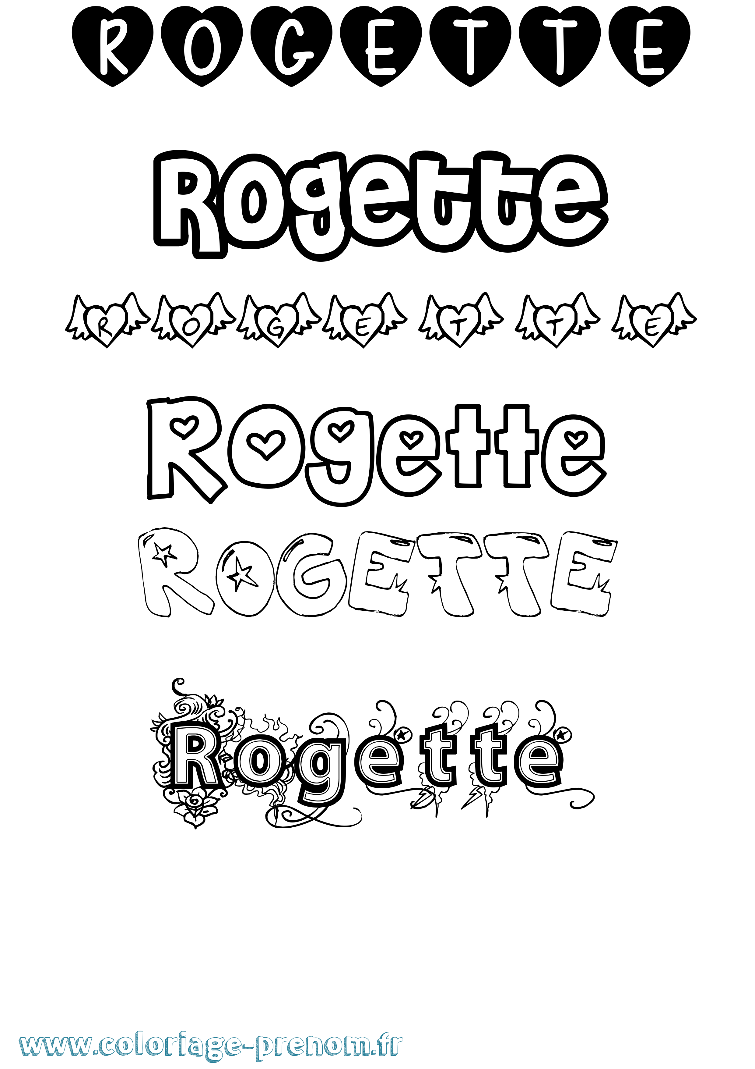 Coloriage Rogette Girly Coloriage prénom Rogette Girly