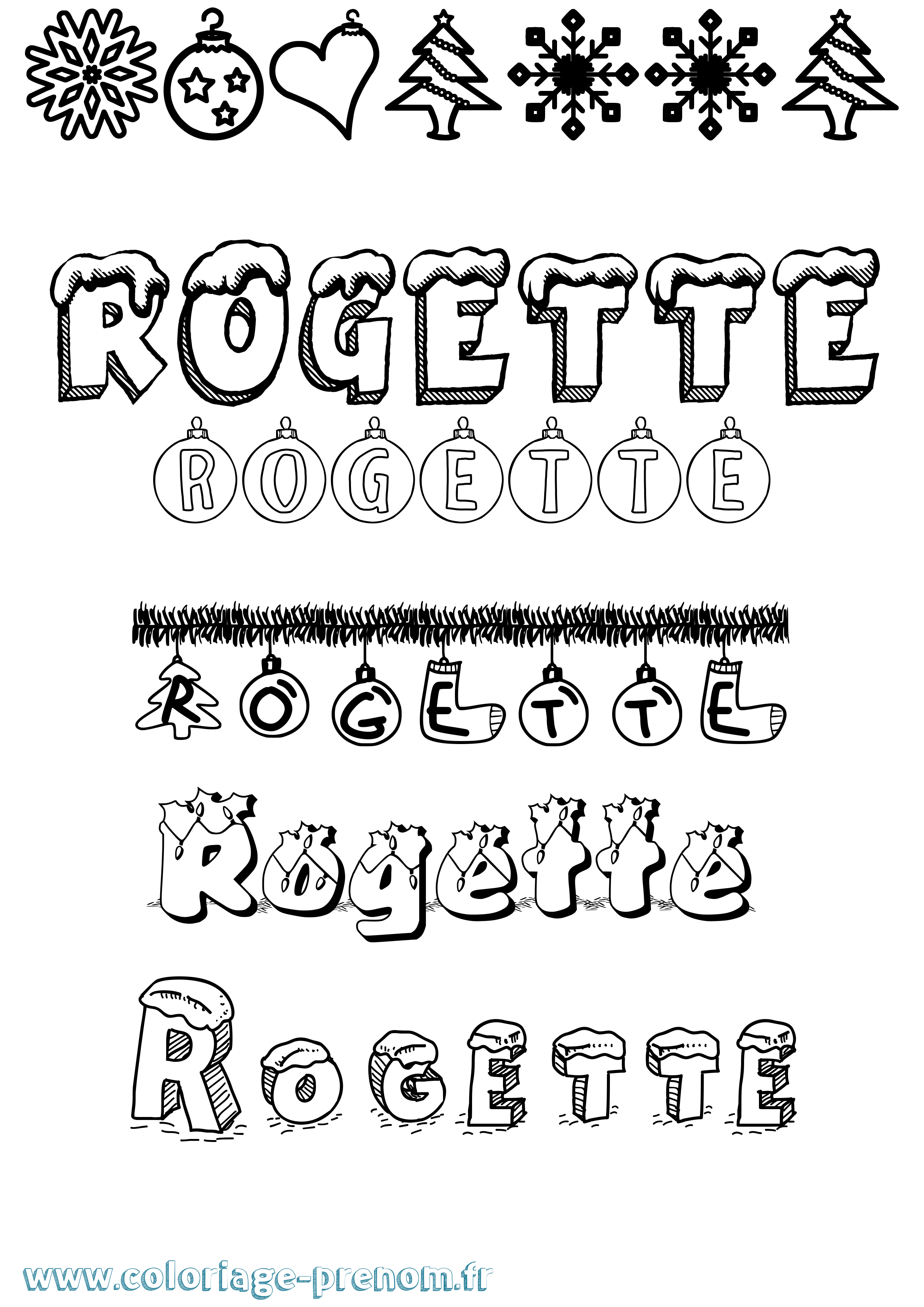 Coloriage Rogette Noël Coloriage prénom Rogette Noël