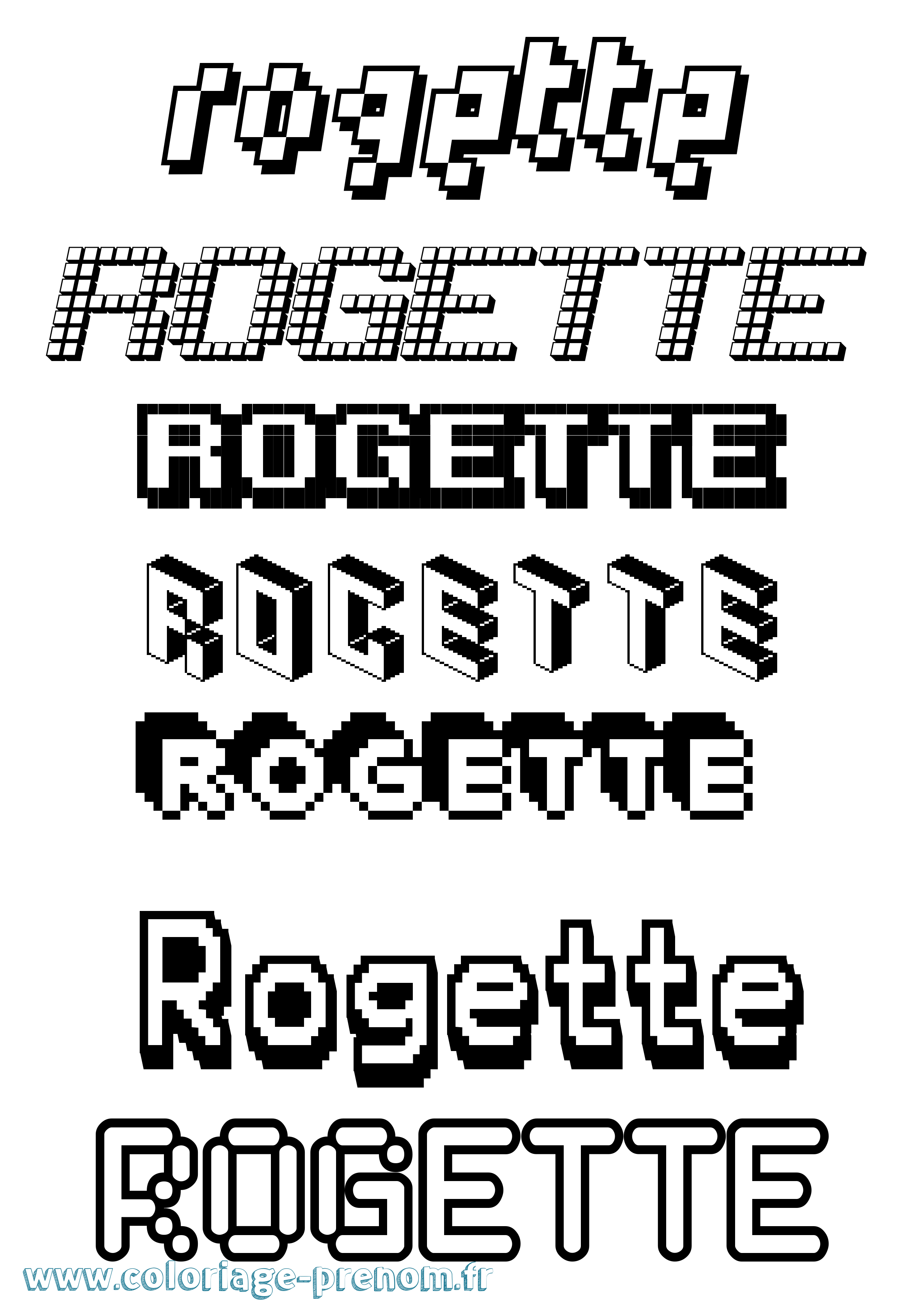 Coloriage Rogette Pixel Coloriage prénom Rogette Pixel