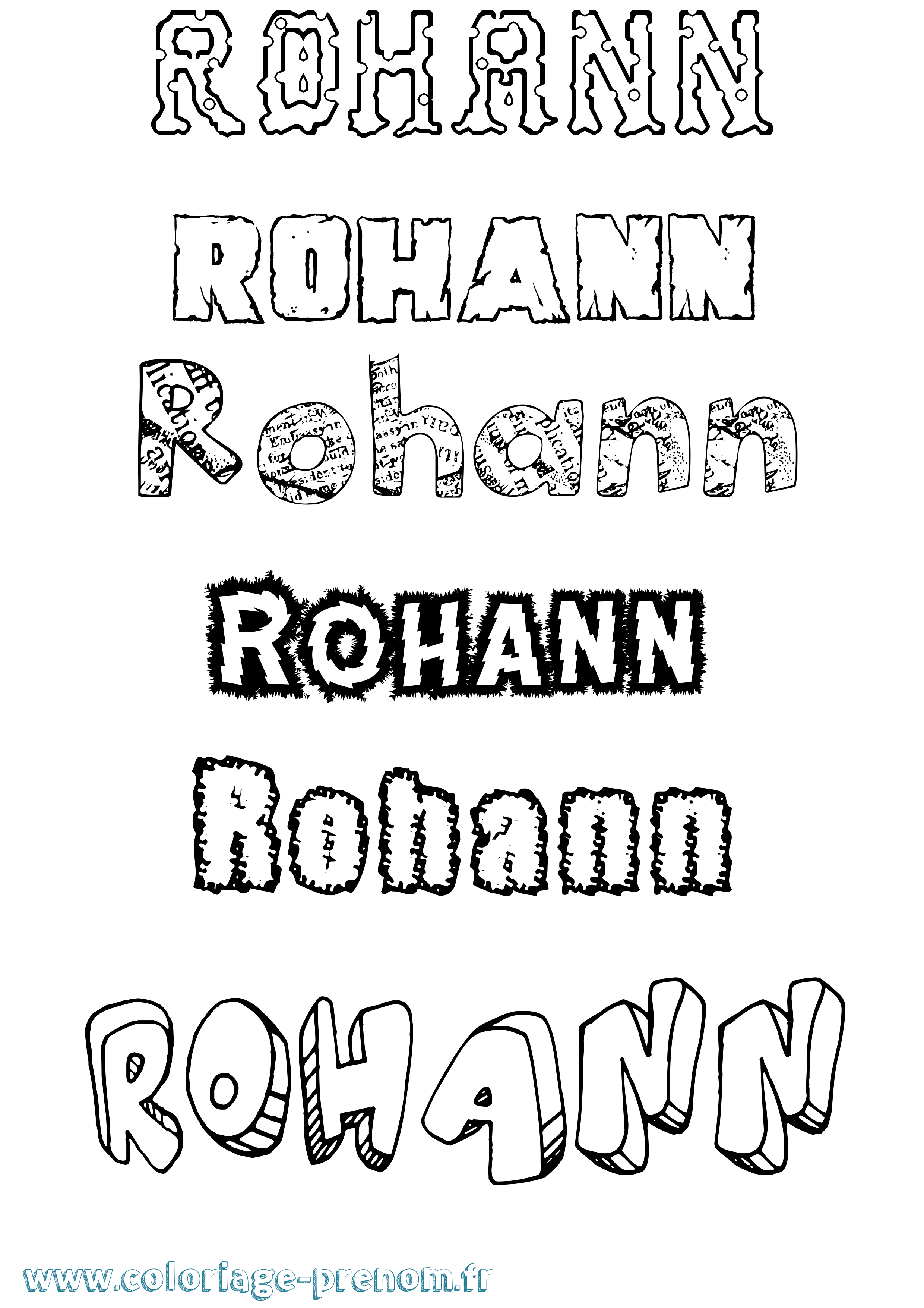 Coloriage Rohann Destructuré Coloriage prénom Rohann Destructuré
