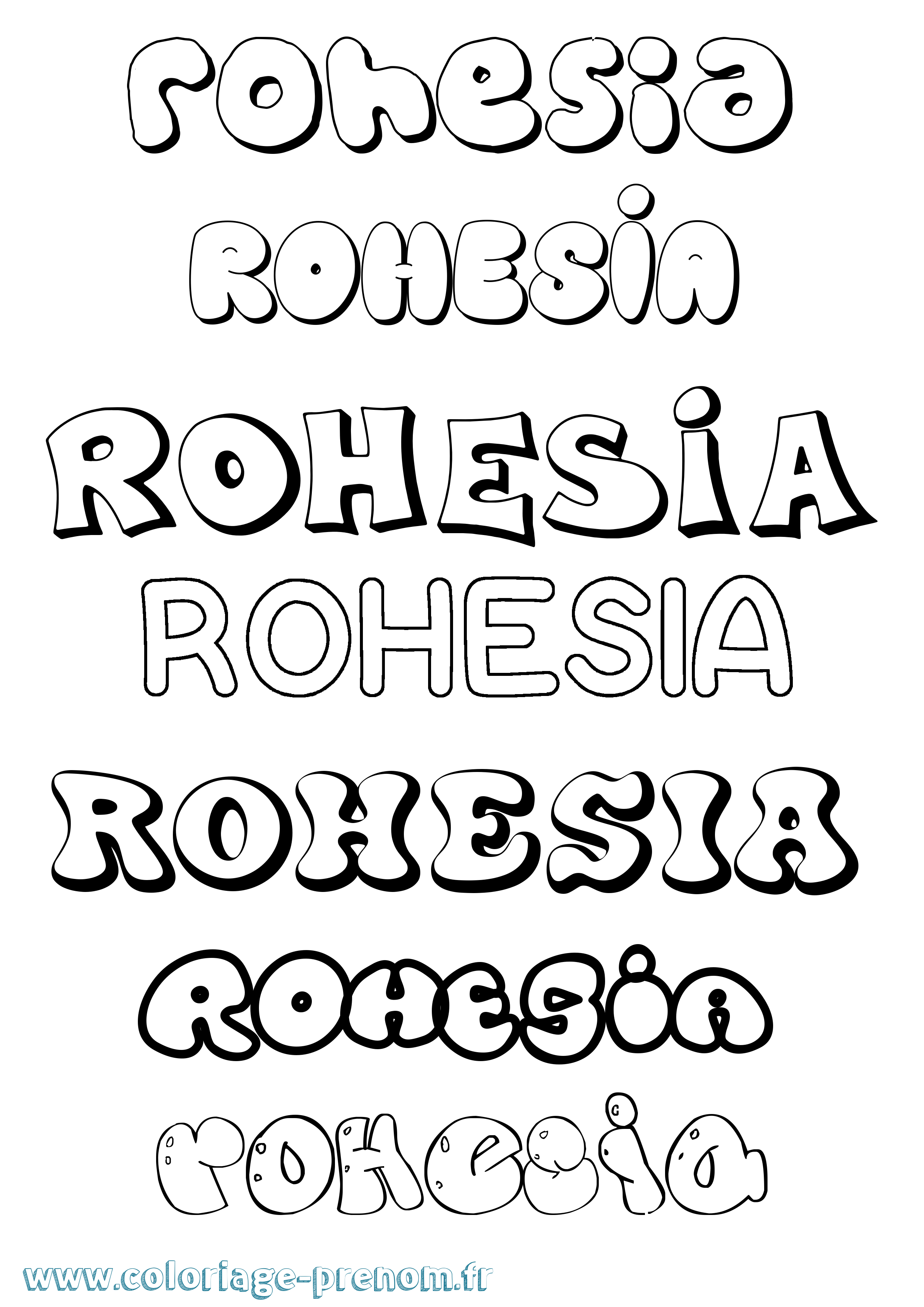 Coloriage Rohesia Bubble Coloriage prénom Rohesia Bubble
