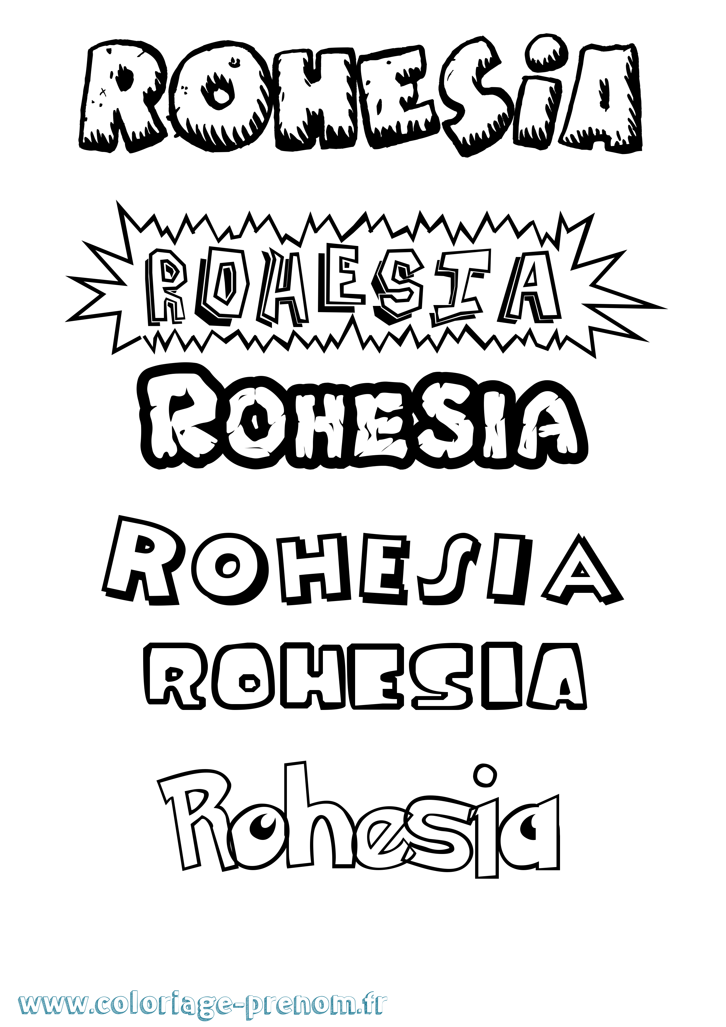 Coloriage Rohesia Dessin Animé Coloriage prénom Rohesia Dessin Animé