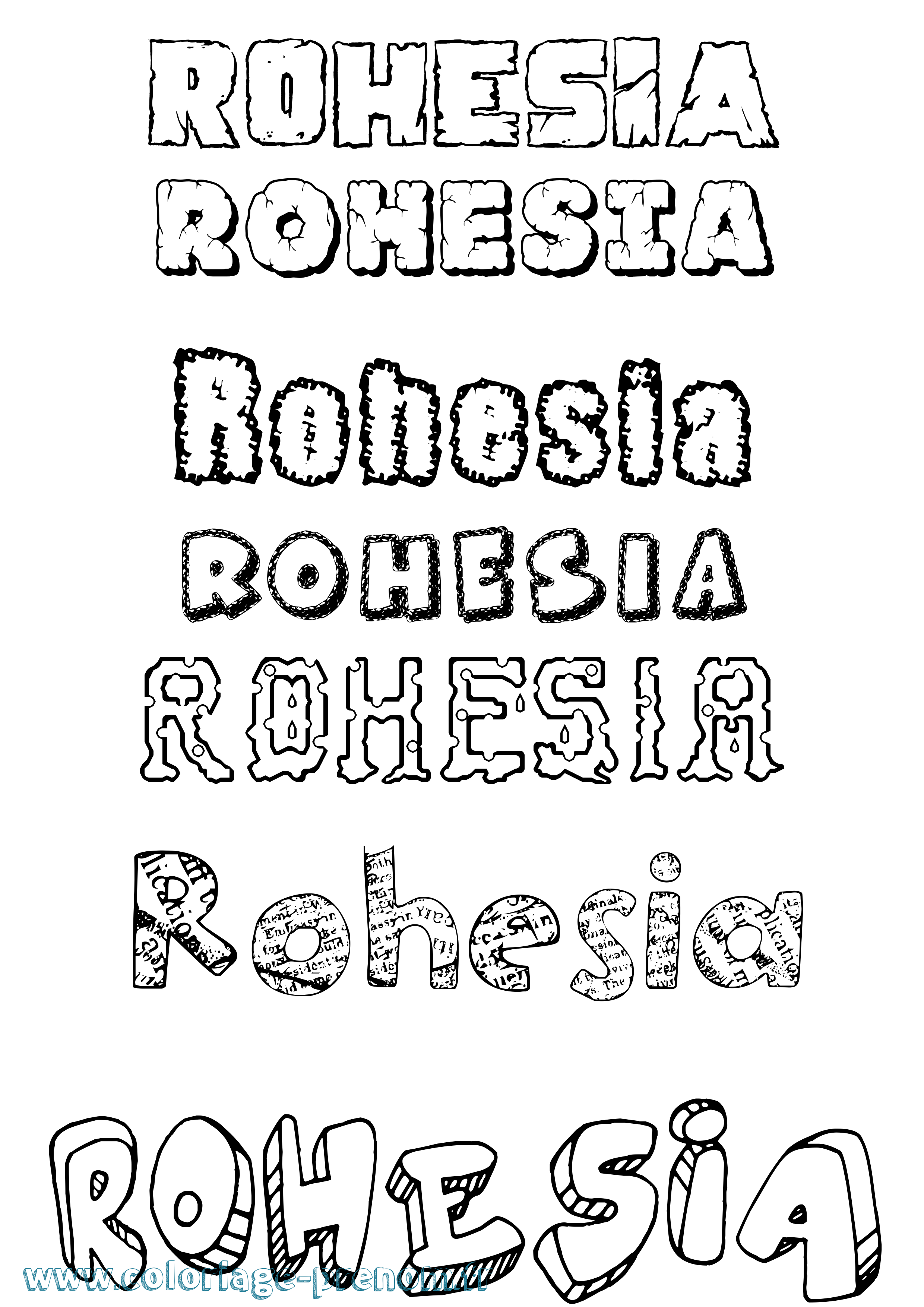 Coloriage Rohesia Destructuré Coloriage prénom Rohesia Destructuré