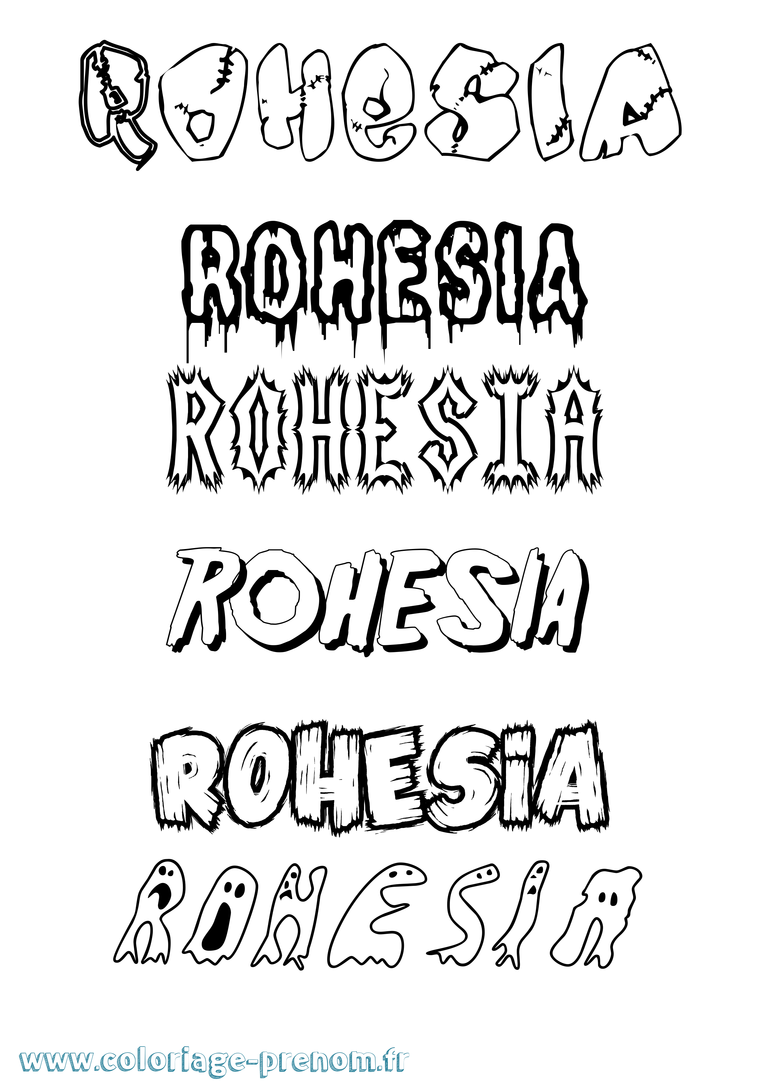 Coloriage Rohesia Frisson Coloriage prénom Rohesia Frisson