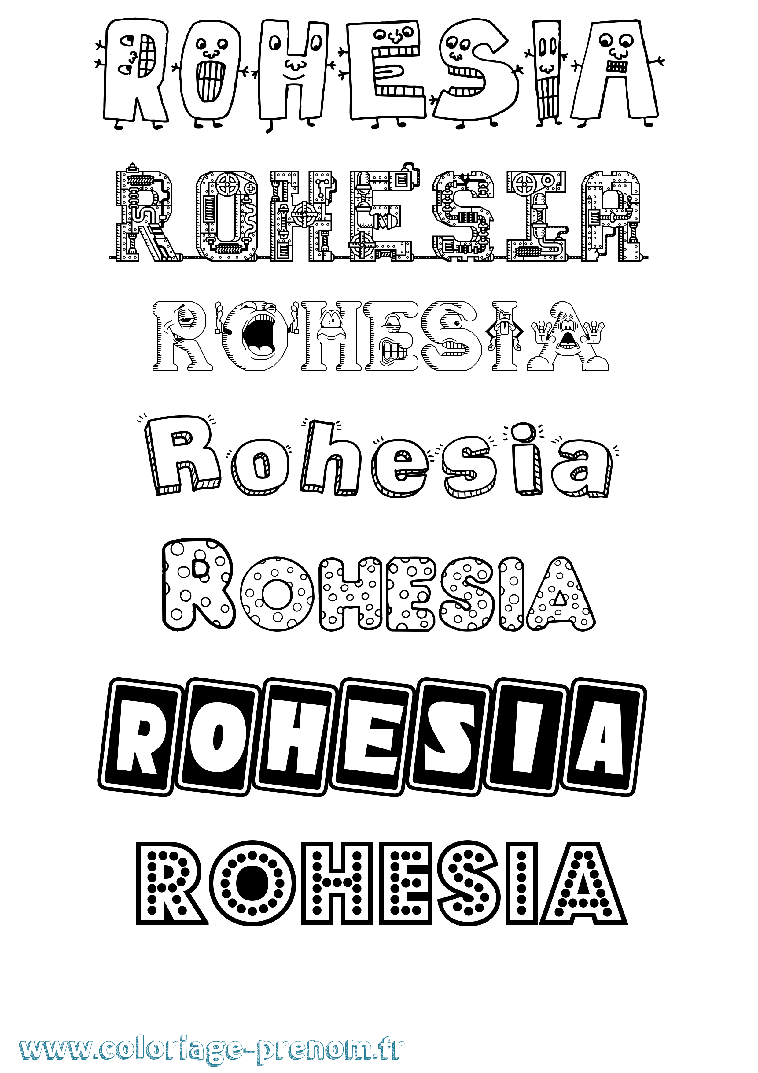 Coloriage Rohesia Fun Coloriage prénom Rohesia Fun
