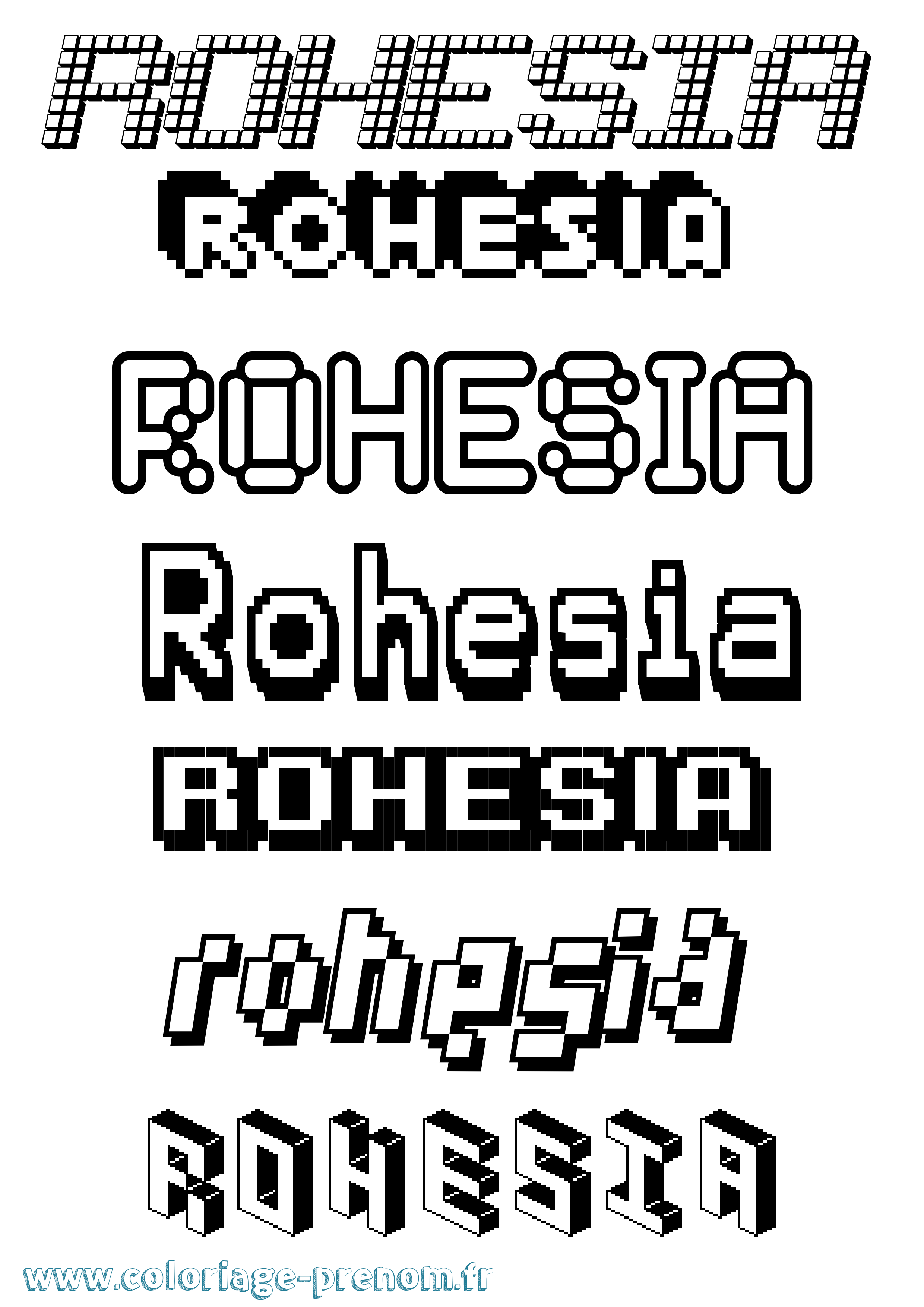 Coloriage Rohesia Pixel Coloriage prénom Rohesia Pixel