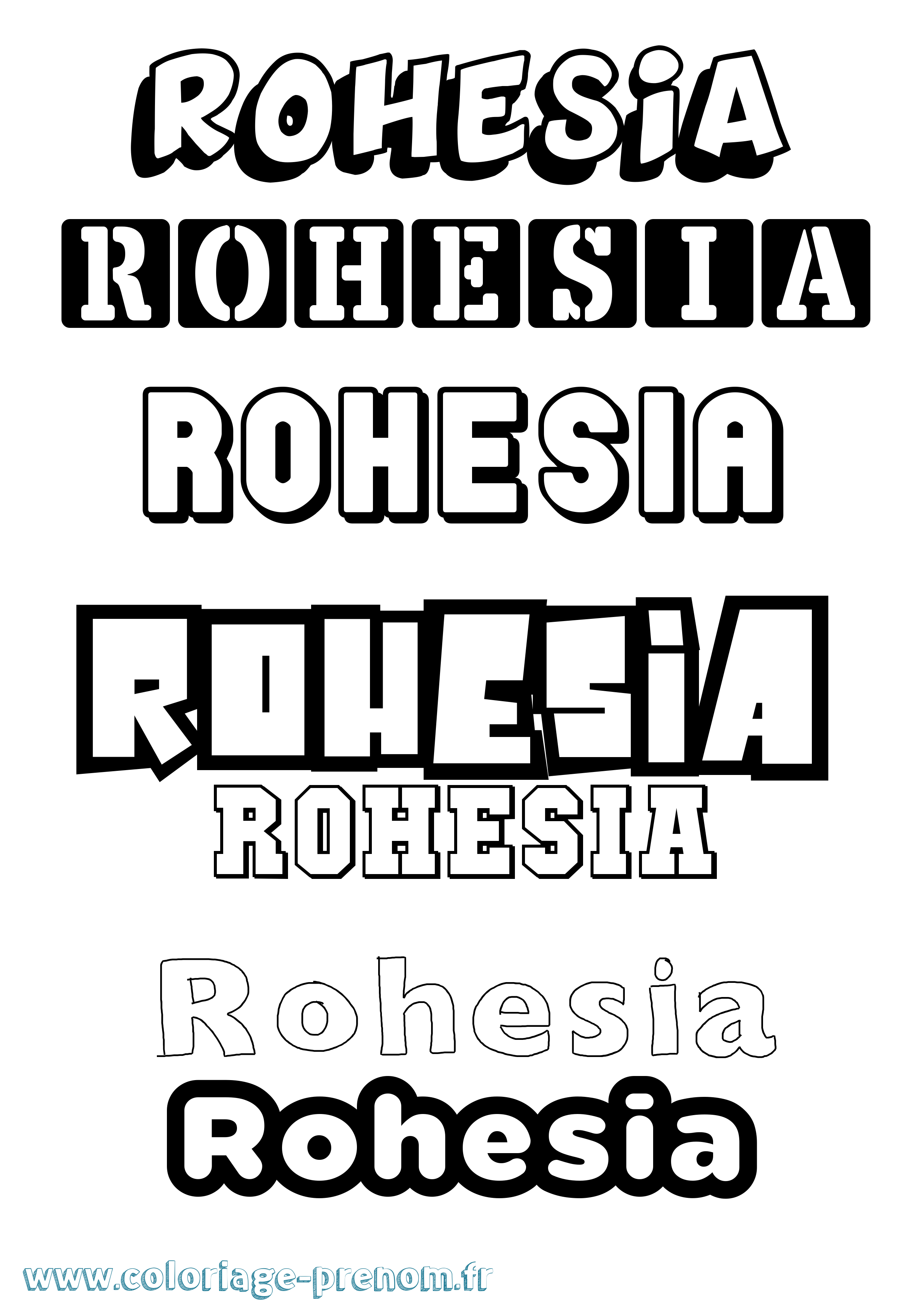 Coloriage Rohesia Simple Coloriage prénom Rohesia Simple