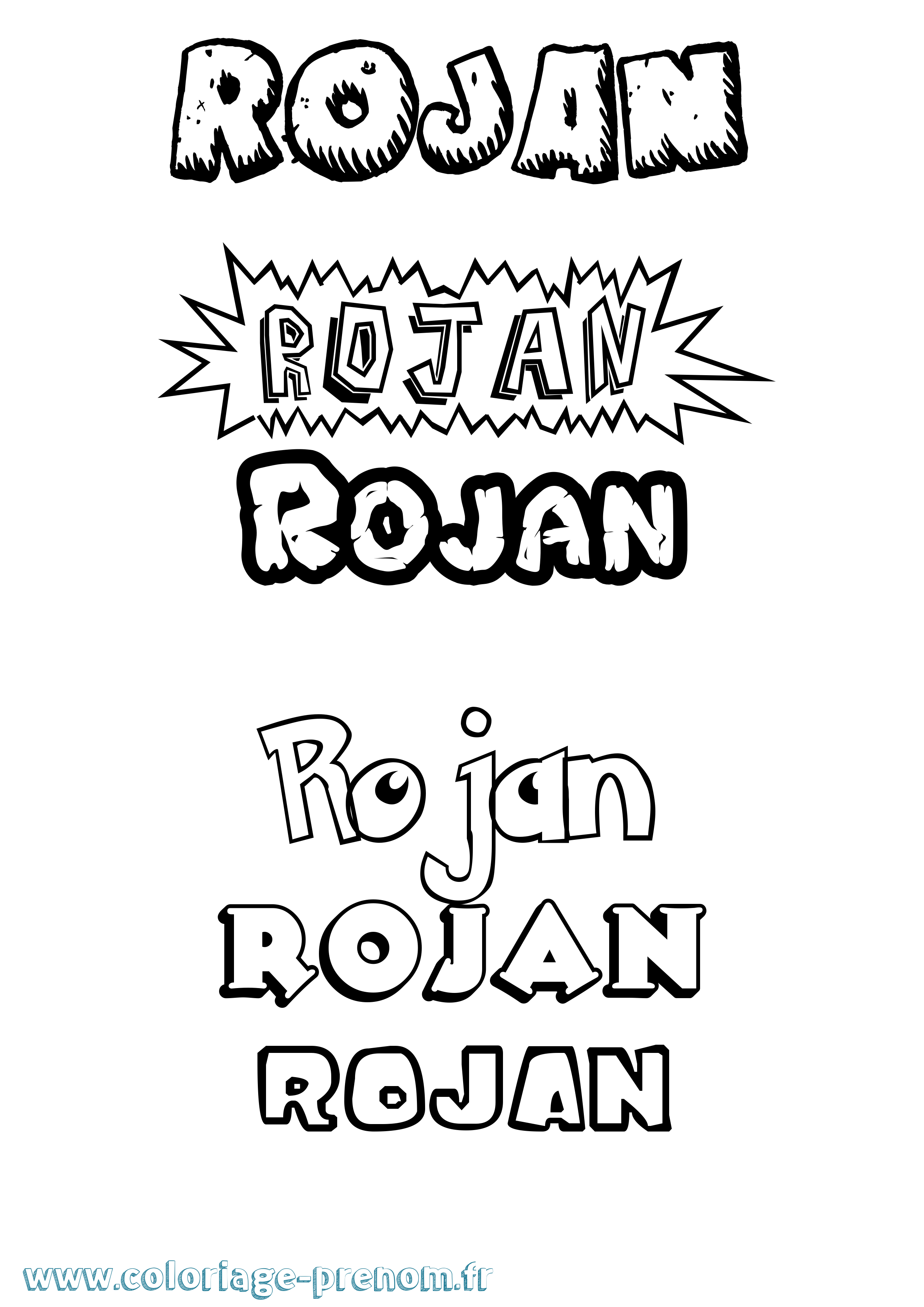 Coloriage Rojan Dessin Animé Coloriage prénom Rojan Dessin Animé