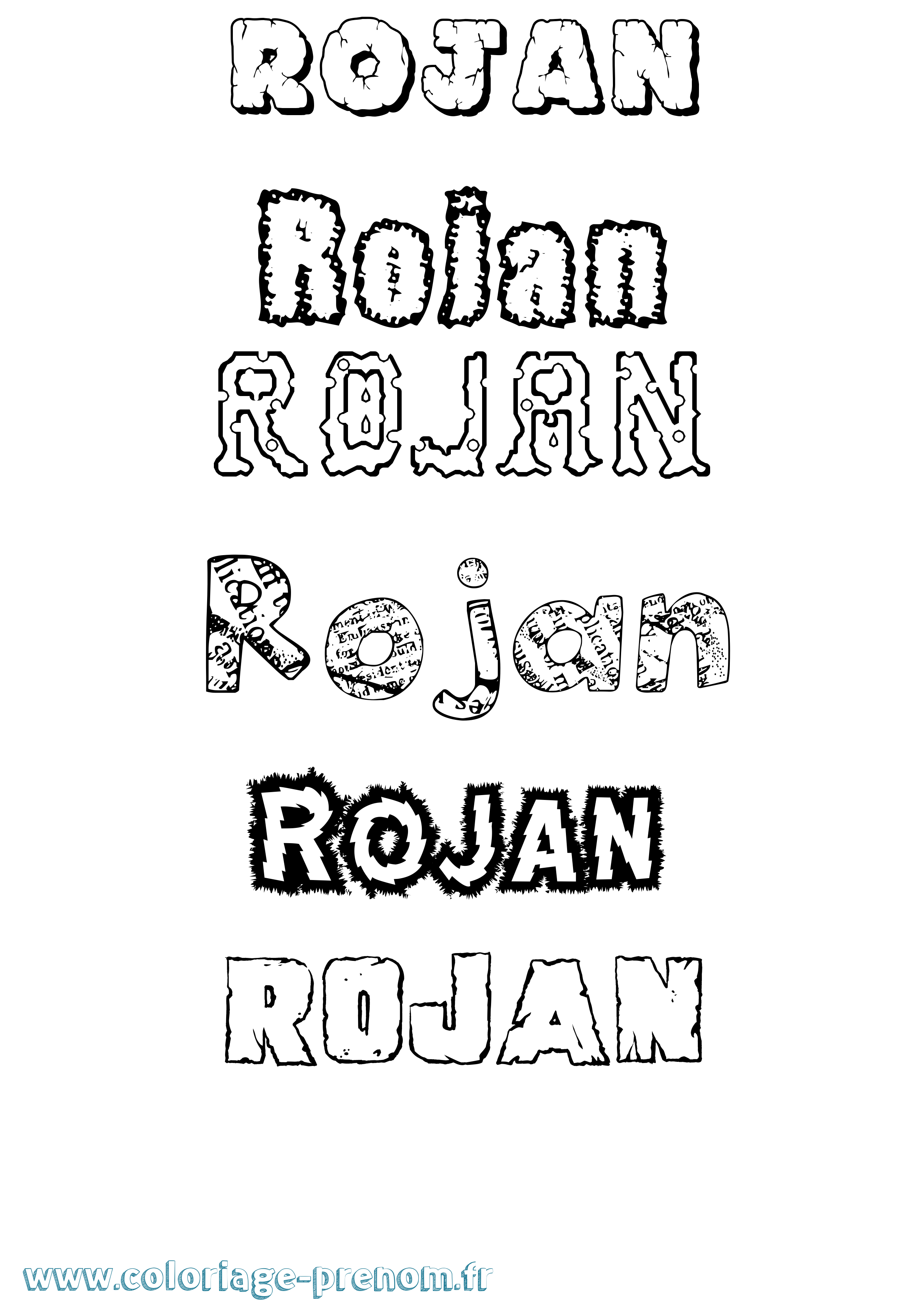 Coloriage Rojan Destructuré Coloriage prénom Rojan Destructuré