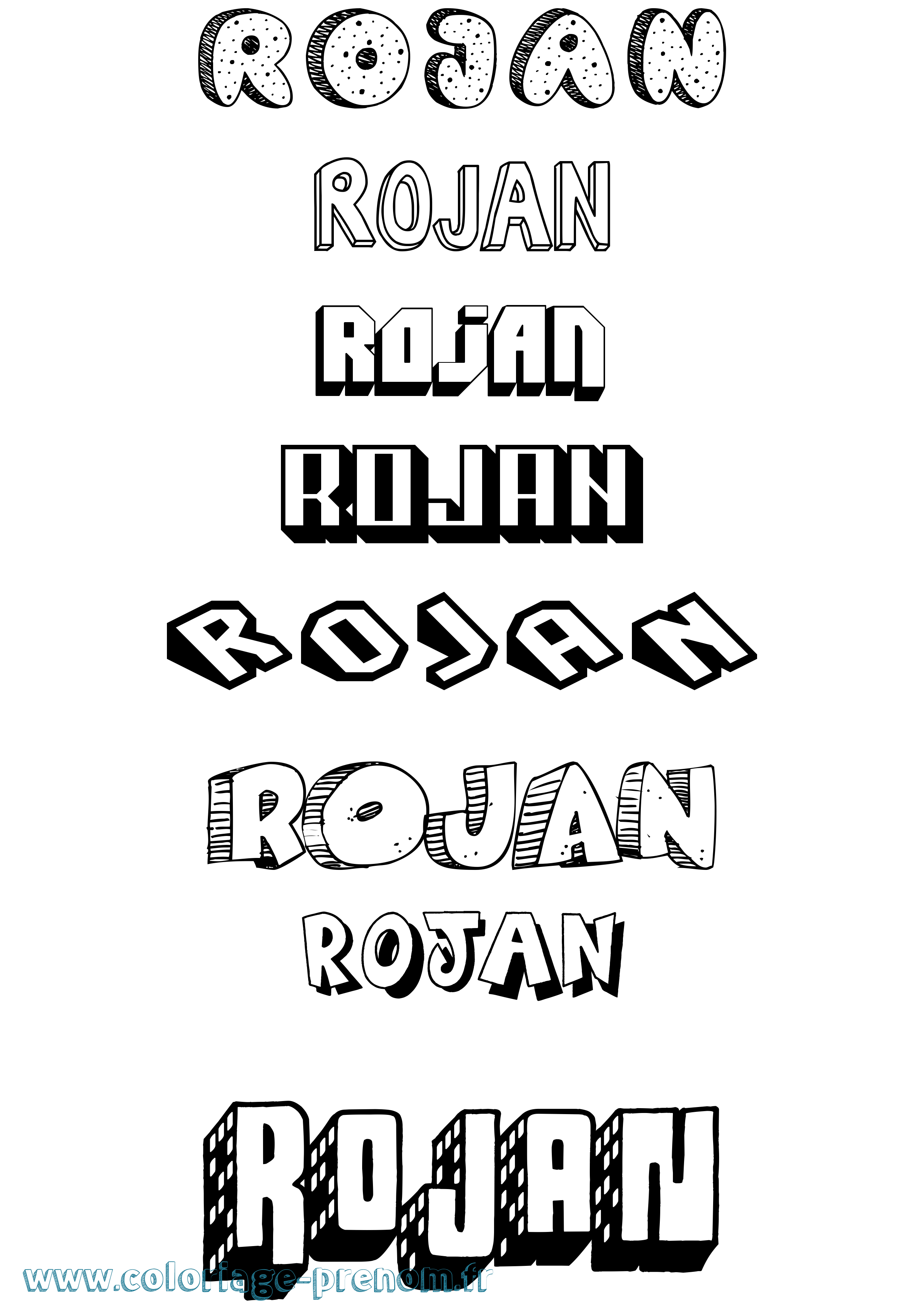 Coloriage Rojan Effet 3D Coloriage prénom Rojan Effet 3D