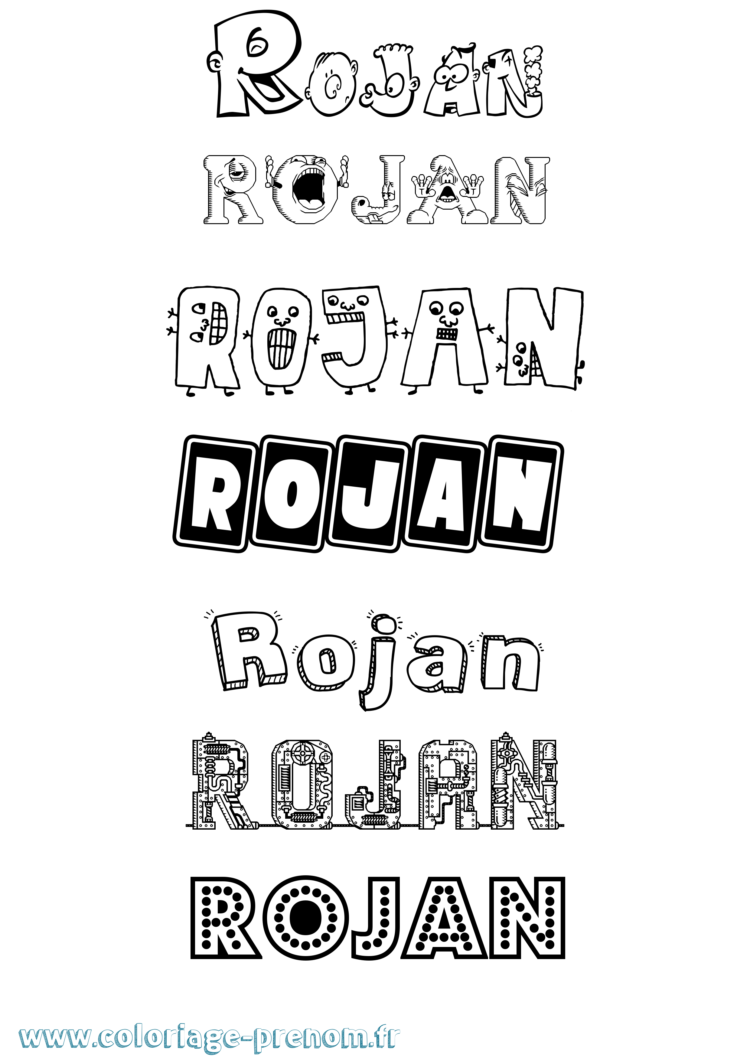 Coloriage Rojan Fun Coloriage prénom Rojan Fun