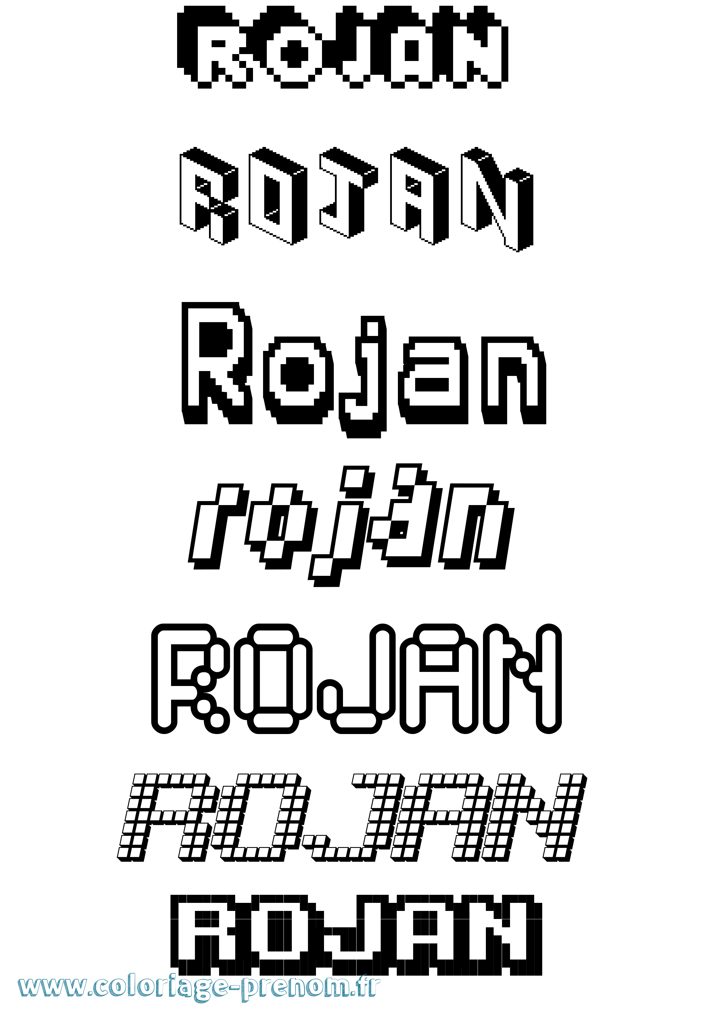 Coloriage Rojan Pixel Coloriage prénom Rojan Pixel