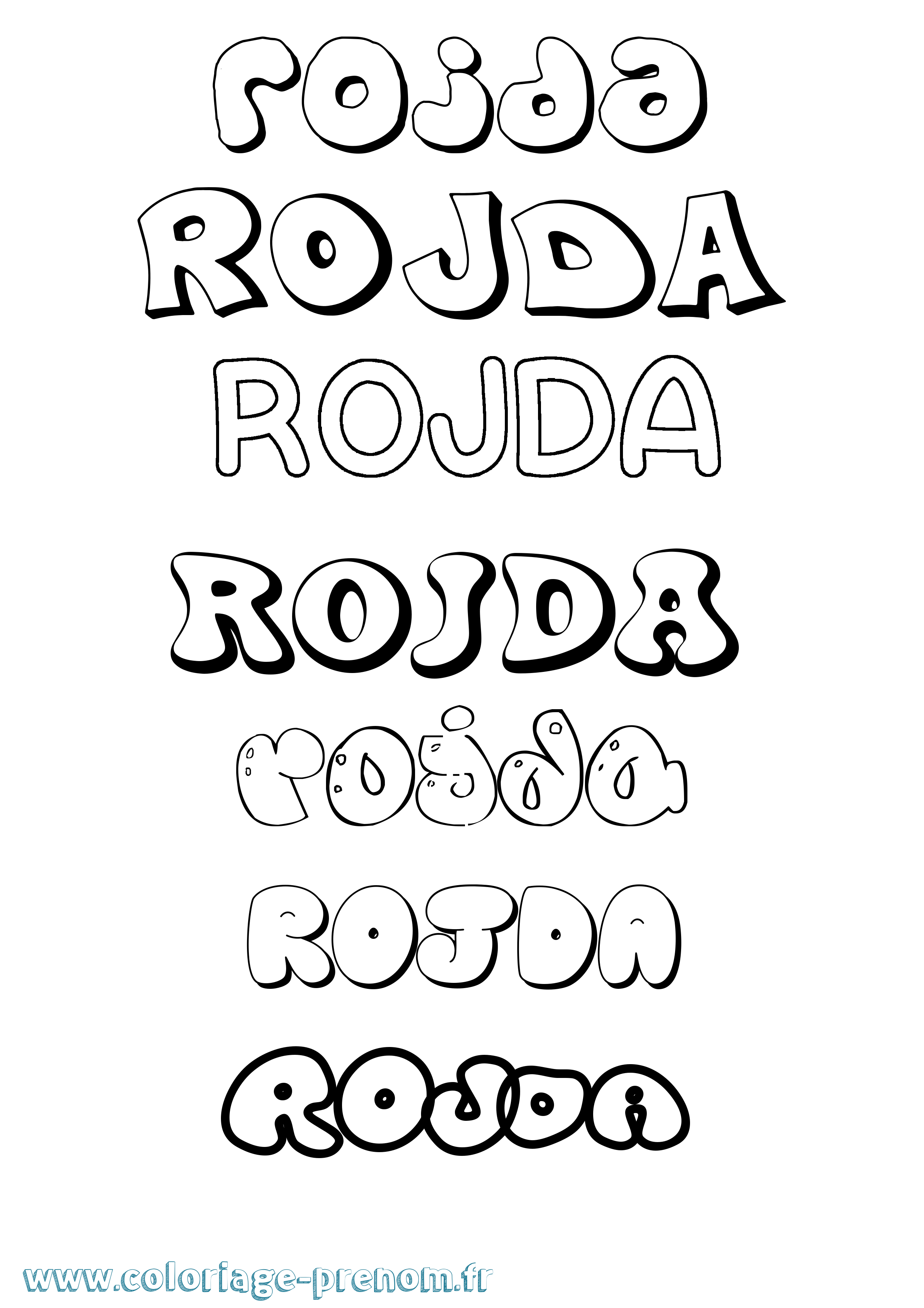Coloriage Rojda Bubble Coloriage prénom Rojda Bubble