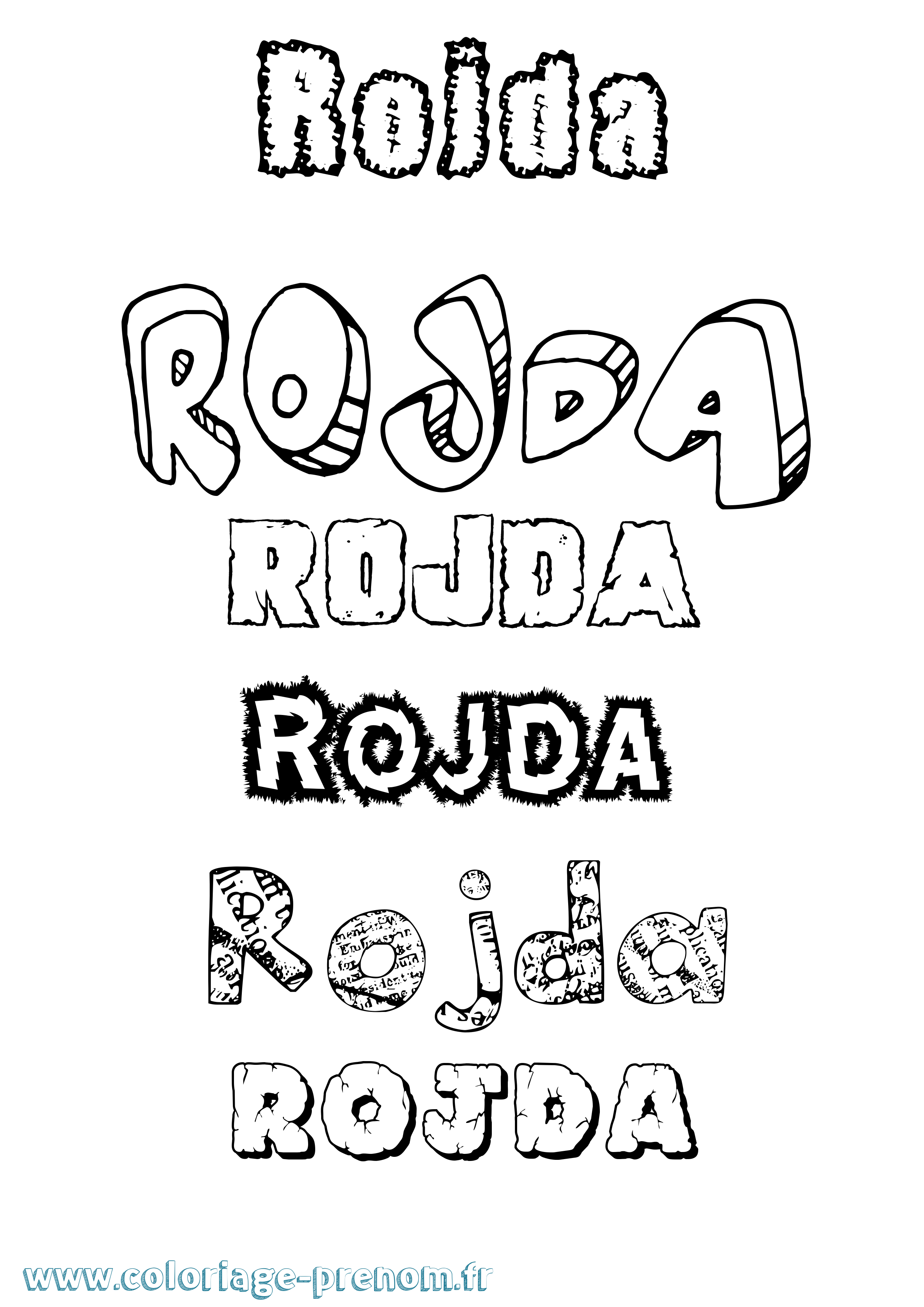Coloriage Rojda Destructuré Coloriage prénom Rojda Destructuré