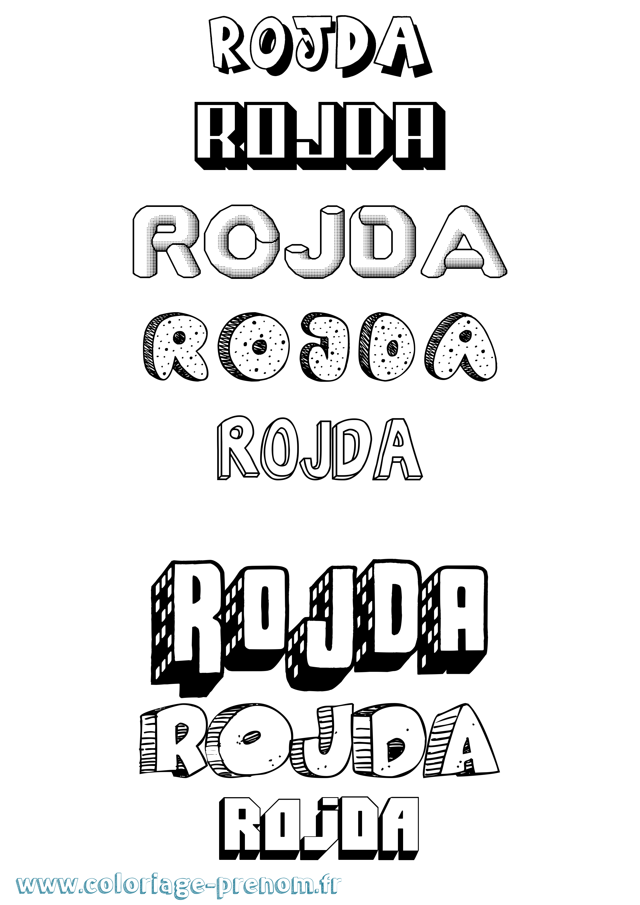 Coloriage Rojda Effet 3D Coloriage prénom Rojda Effet 3D
