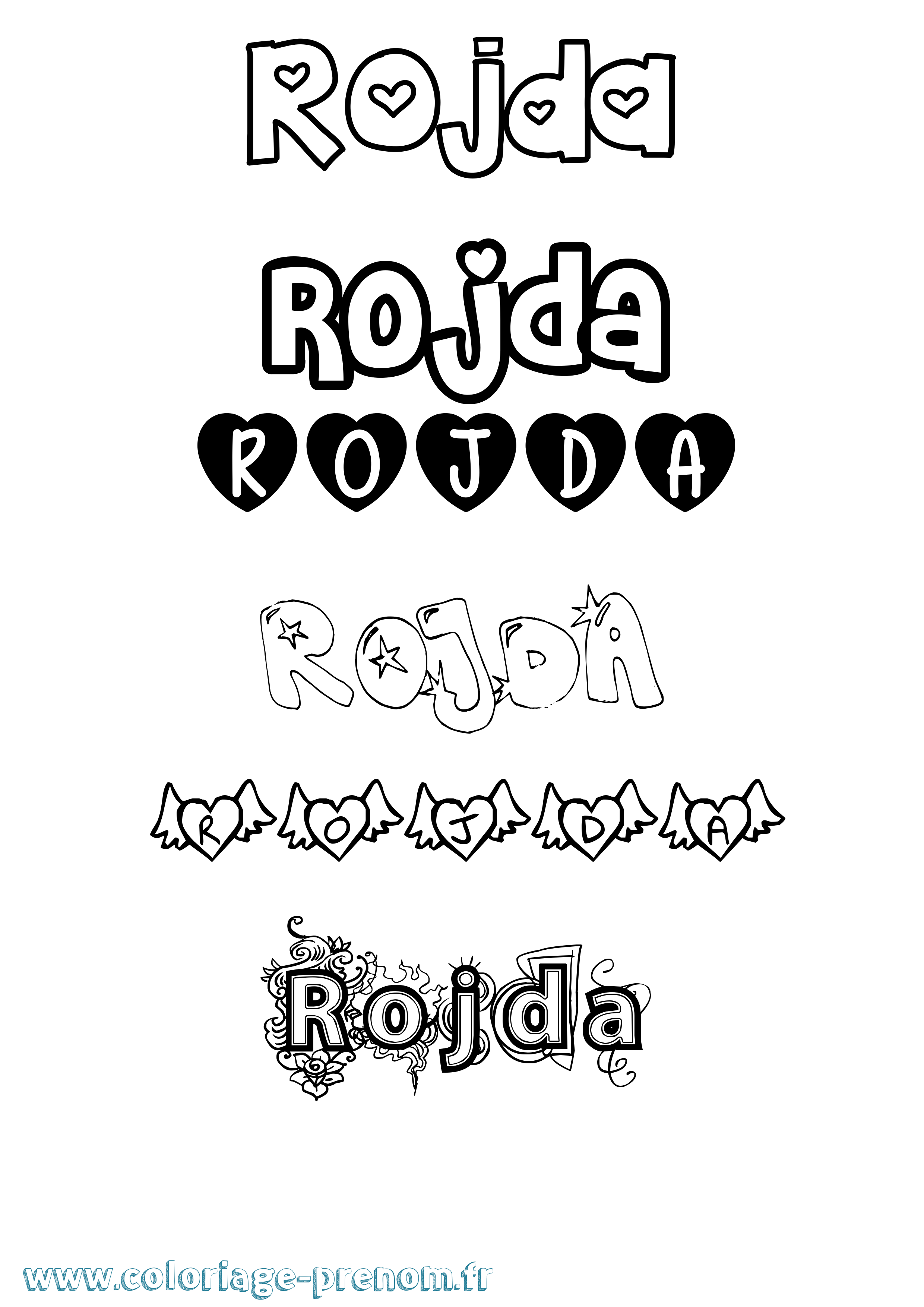 Coloriage Rojda Girly Coloriage prénom Rojda Girly