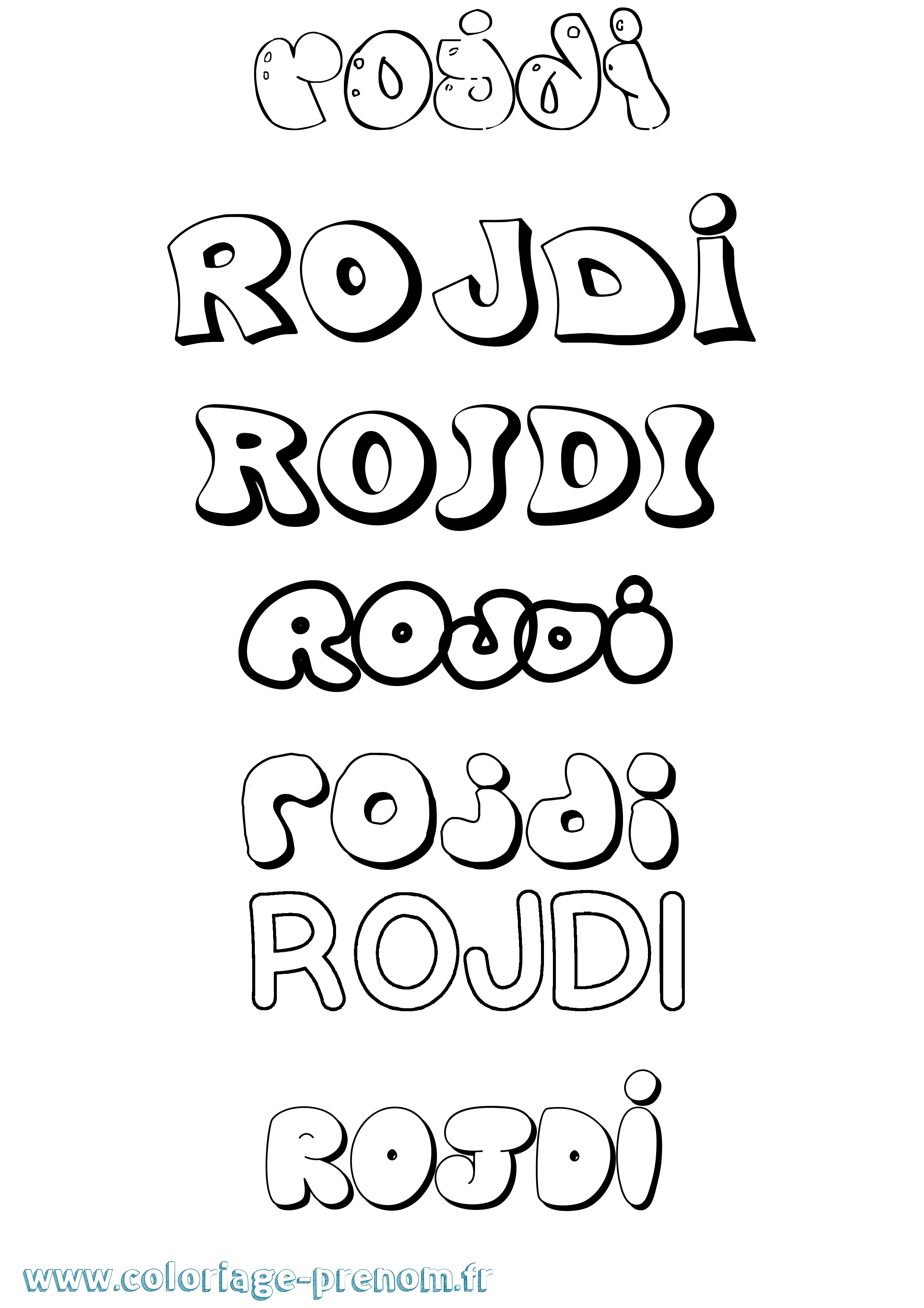 Coloriage Rojdi Bubble Coloriage prénom Rojdi Bubble