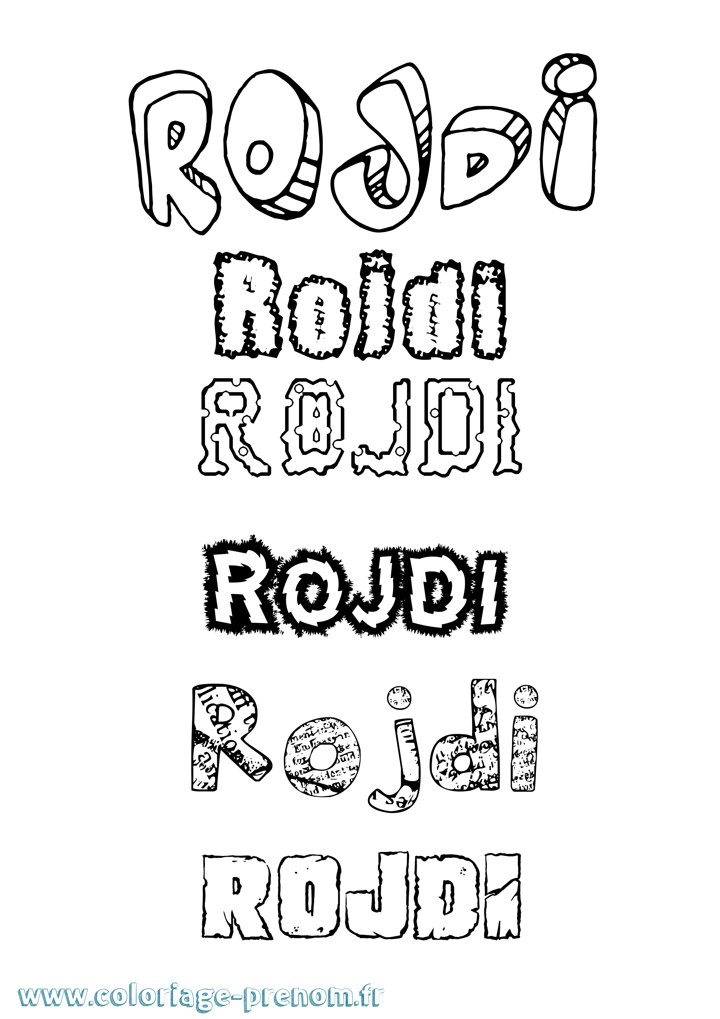 Coloriage Rojdi Destructuré Coloriage prénom Rojdi Destructuré