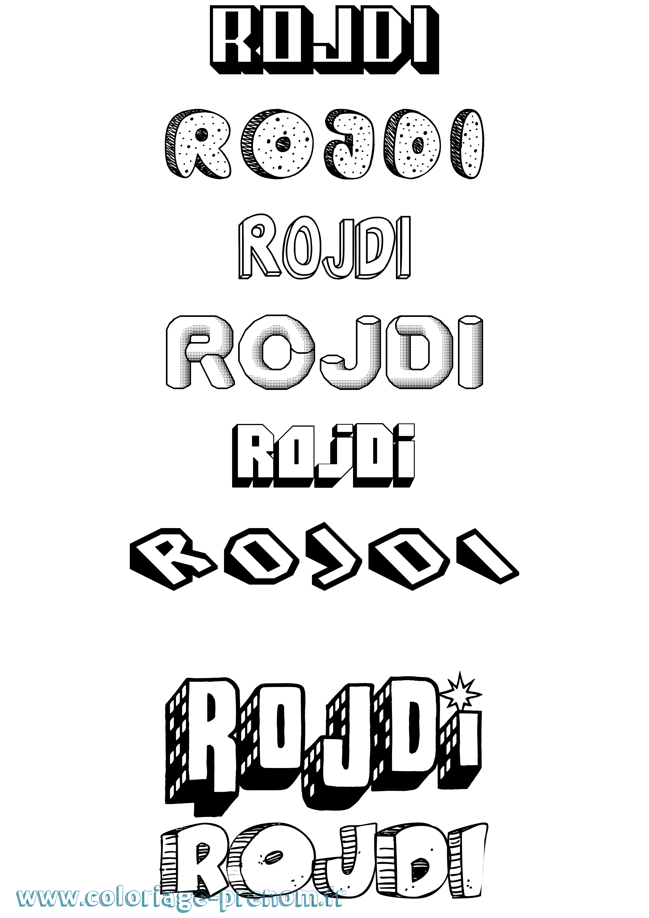 Coloriage Rojdi Effet 3D Coloriage prénom Rojdi Effet 3D