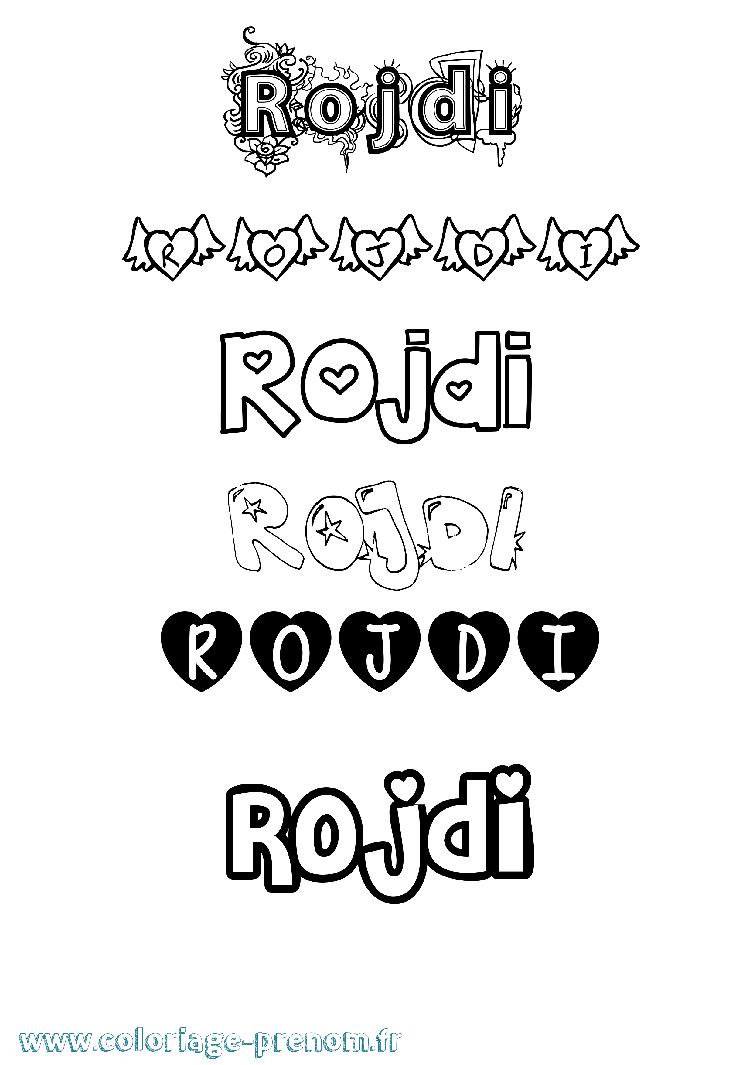Coloriage Rojdi Girly Coloriage prénom Rojdi Girly