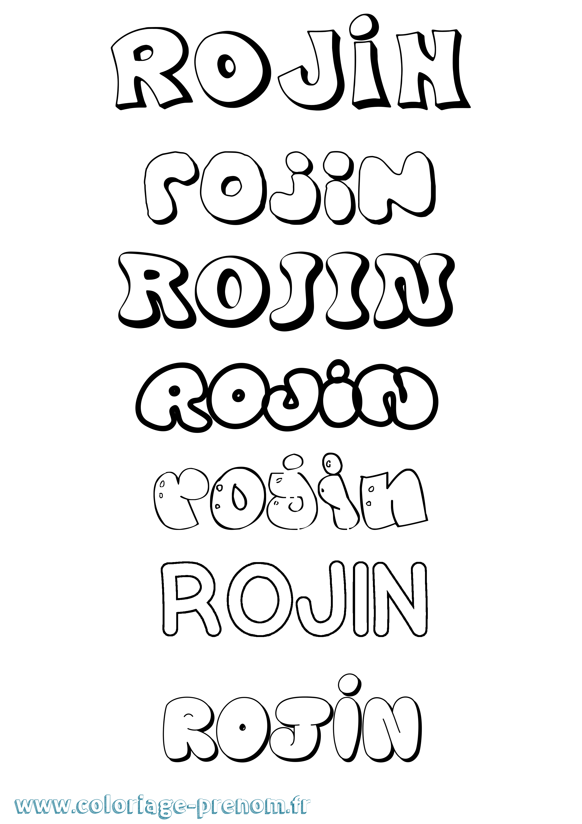 Coloriage Rojin Bubble Coloriage prénom Rojin Bubble