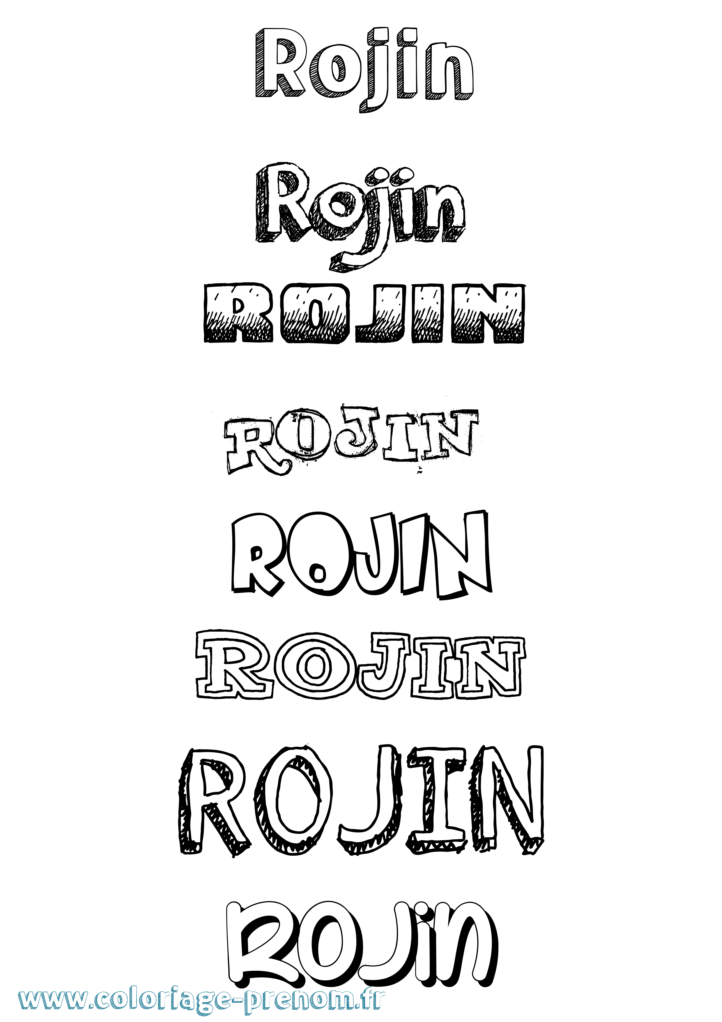Coloriage Rojin Dessiné Coloriage prénom Rojin Dessiné