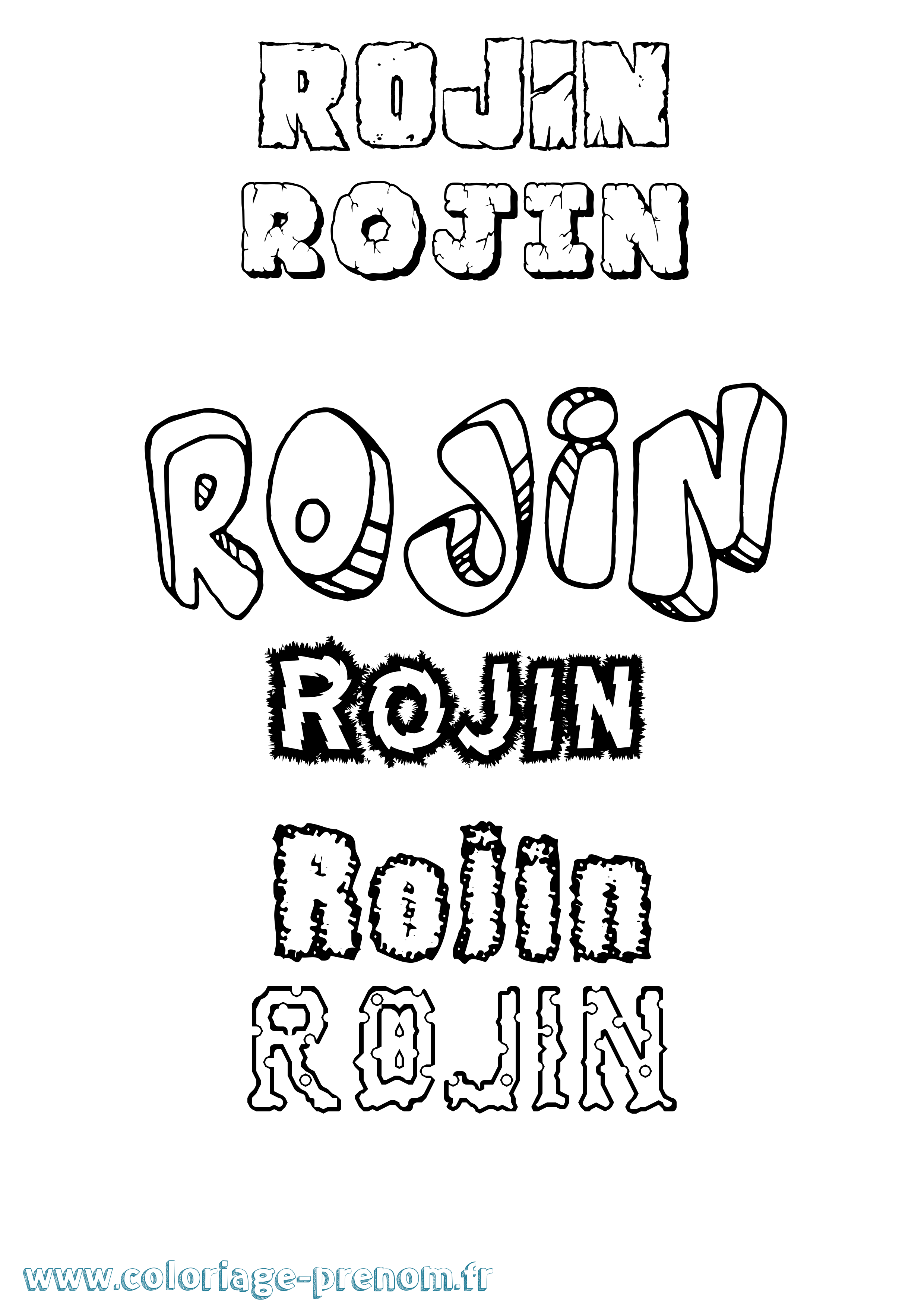 Coloriage Rojin Destructuré Coloriage prénom Rojin Destructuré