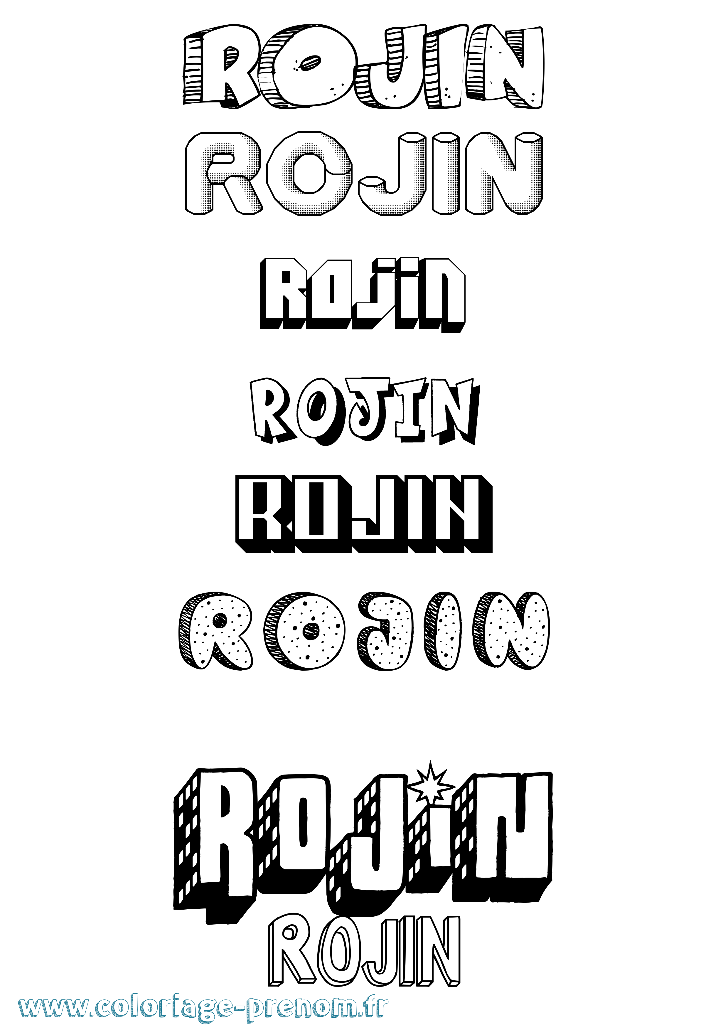 Coloriage Rojin Effet 3D Coloriage prénom Rojin Effet 3D