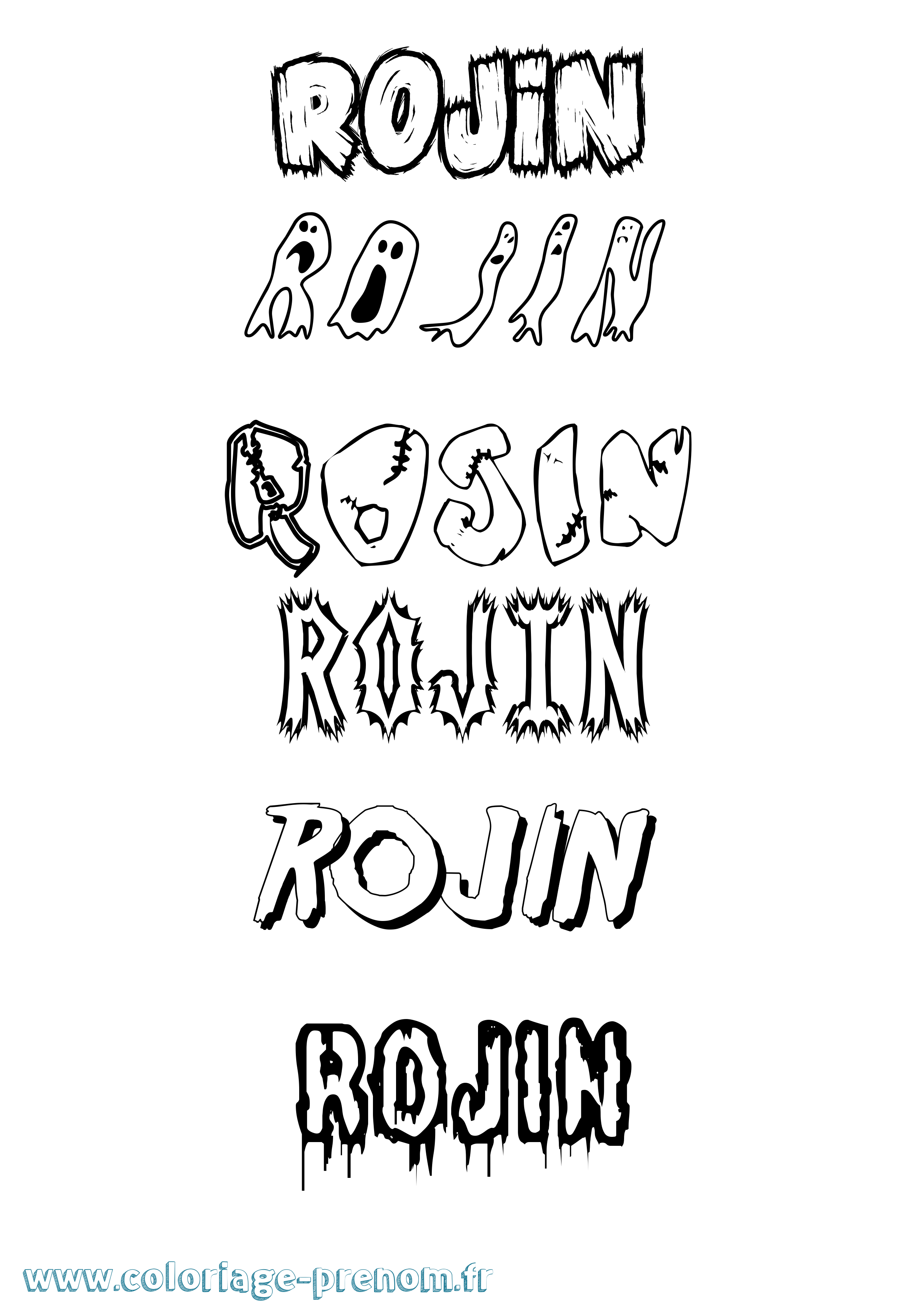 Coloriage Rojin Frisson Coloriage prénom Rojin Frisson