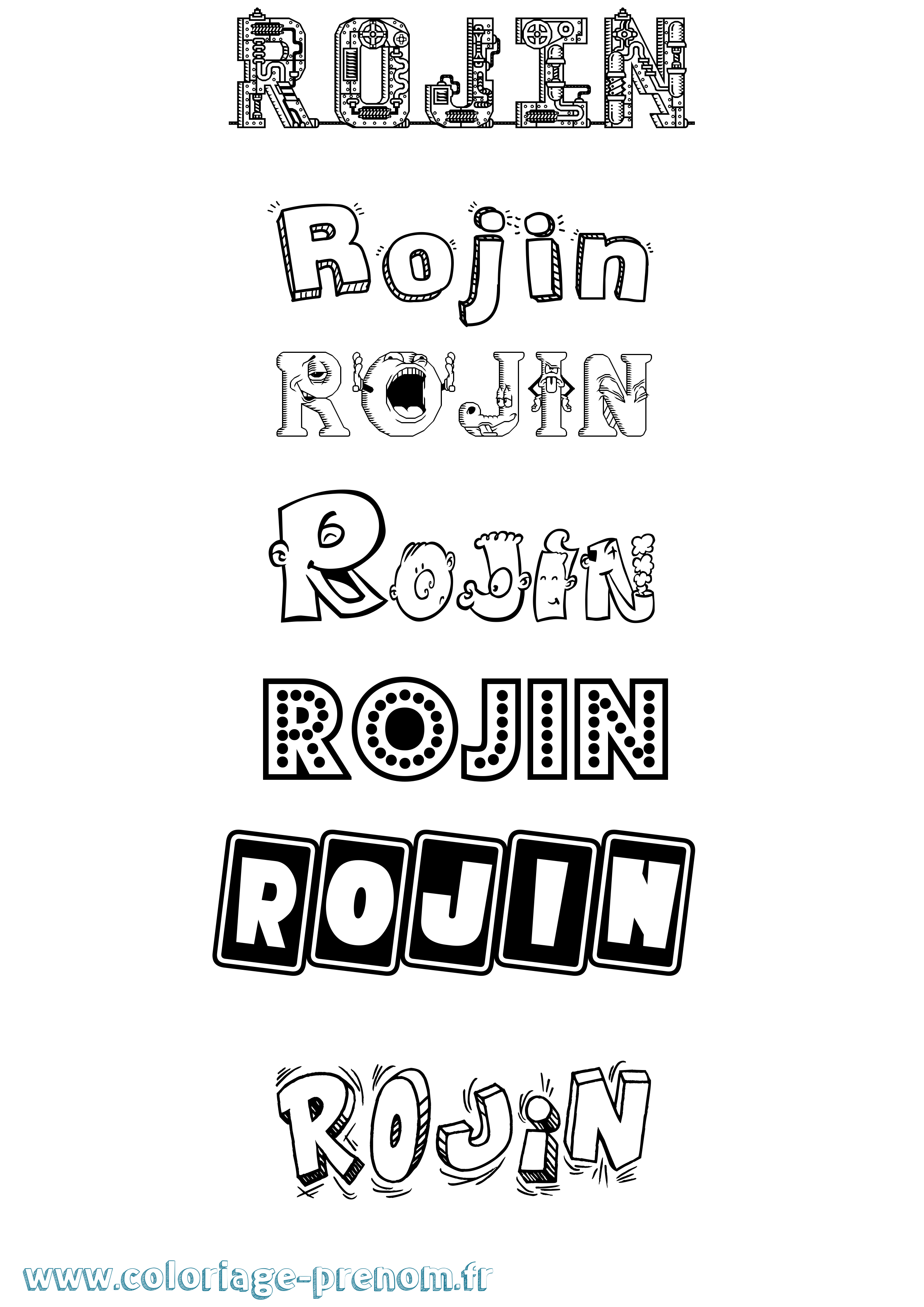 Coloriage Rojin Fun Coloriage prénom Rojin Fun
