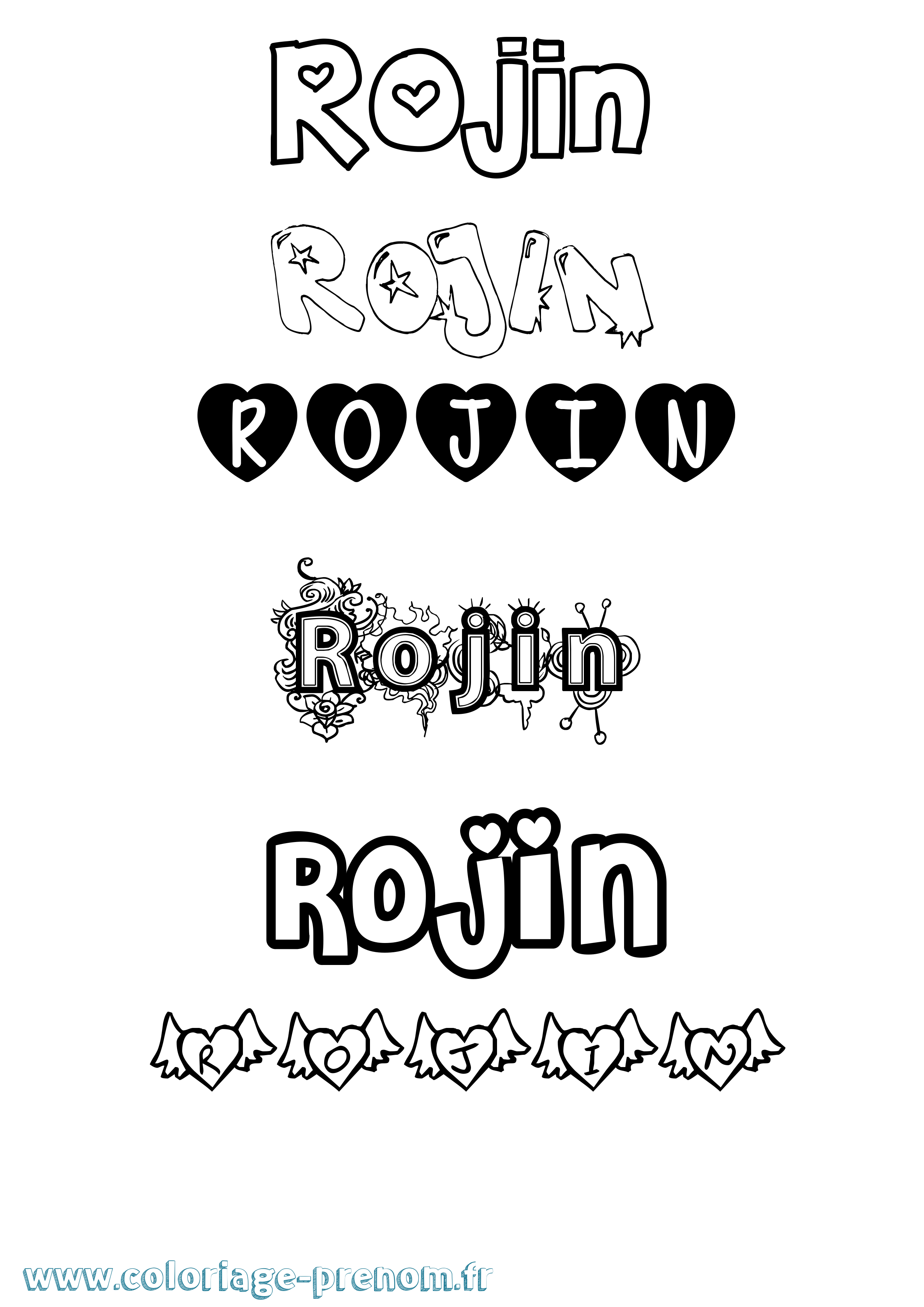 Coloriage Rojin Girly Coloriage prénom Rojin Girly