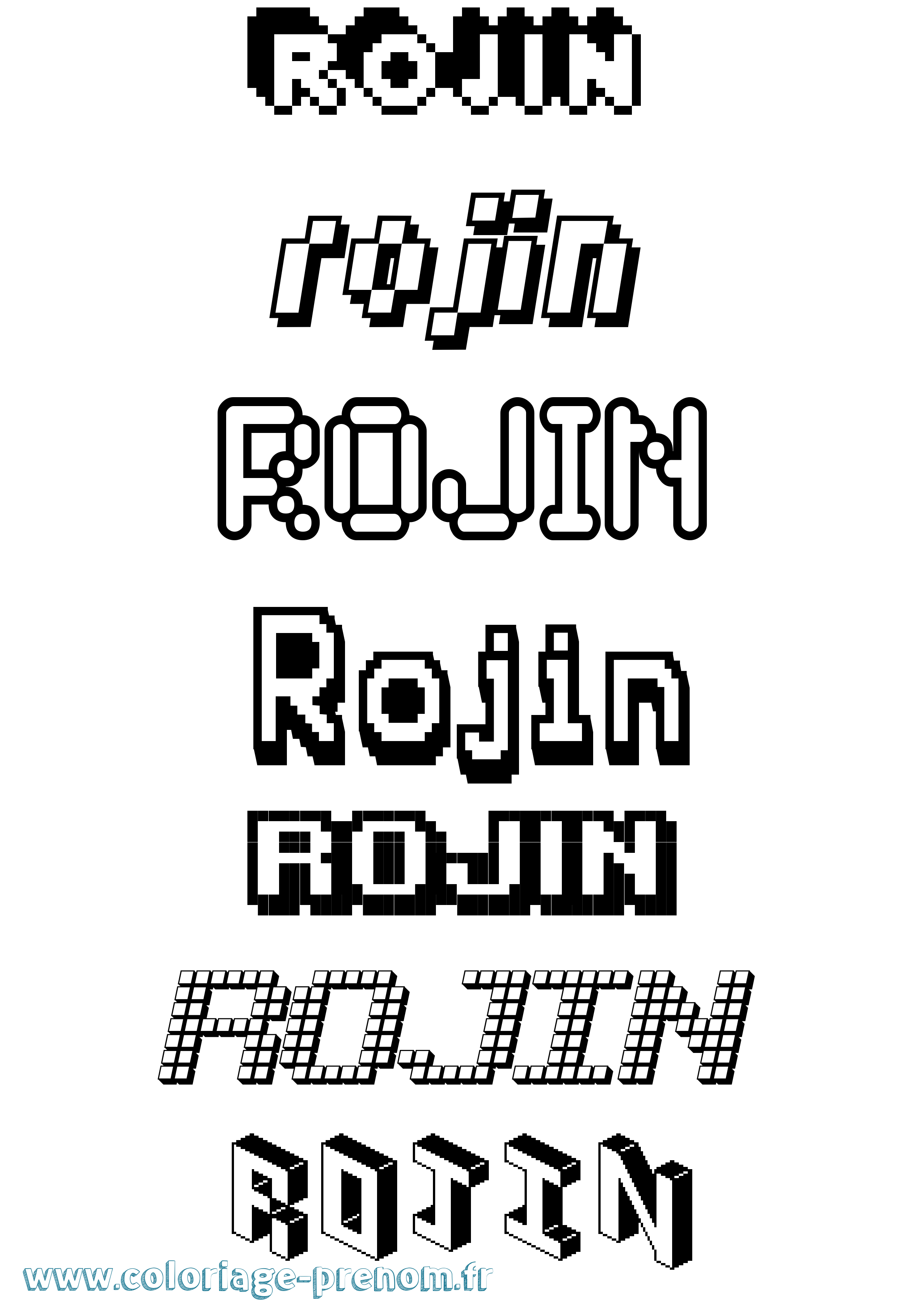 Coloriage Rojin Pixel Coloriage prénom Rojin Pixel