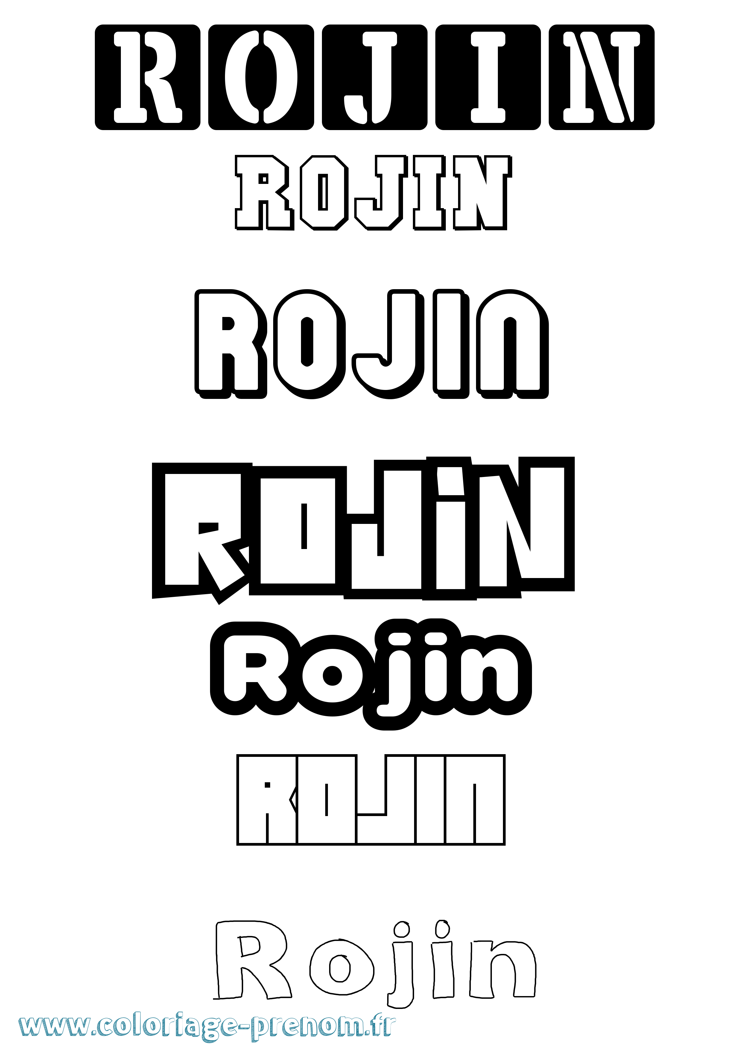 Coloriage Rojin Simple Coloriage prénom Rojin Simple